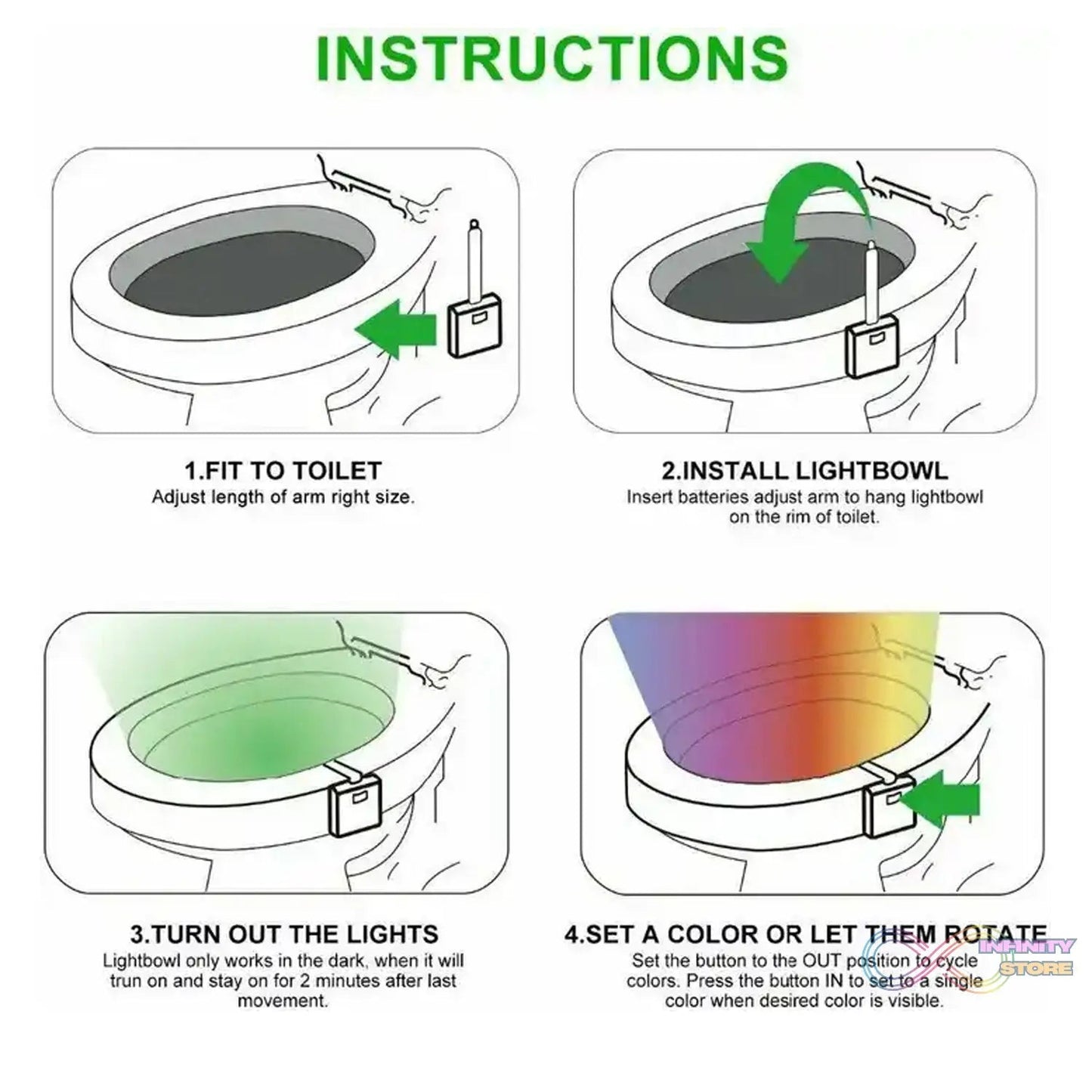 Toilet Light, LED Toilet Bowl Light Toilet Cover Lamp (1 Pc / Battery Not Included) - infinityexculsivestore.com