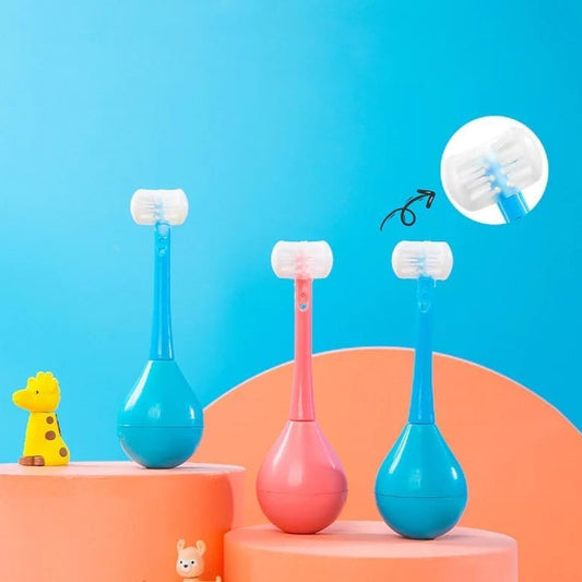 Toothbrush - Soft Bristle Toothbrush - 3 - Sided Training Toothbrush With Silicone Head, Inverted Cleaning Toothbrush for Aged 2 - 12, Children's Cleaning (1 Pc) - infinityexculsivestore.com