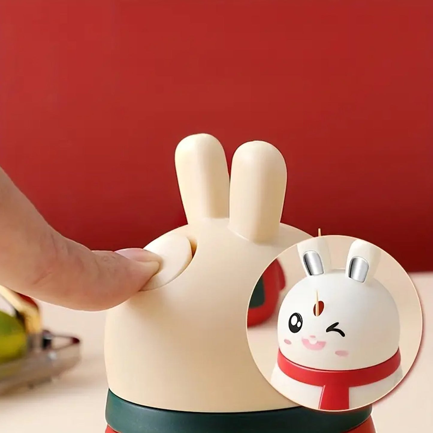 Rabbit Shape Toothpick Dispenser Pressing Small Size Accessory Durable Red | Home & Garden | Kitchen, Dining & Bar | Kitchen Storage & Organization | Racks & Holders Dining Room Table Decoration (1 Pc ) - infinityexculsivestore.com