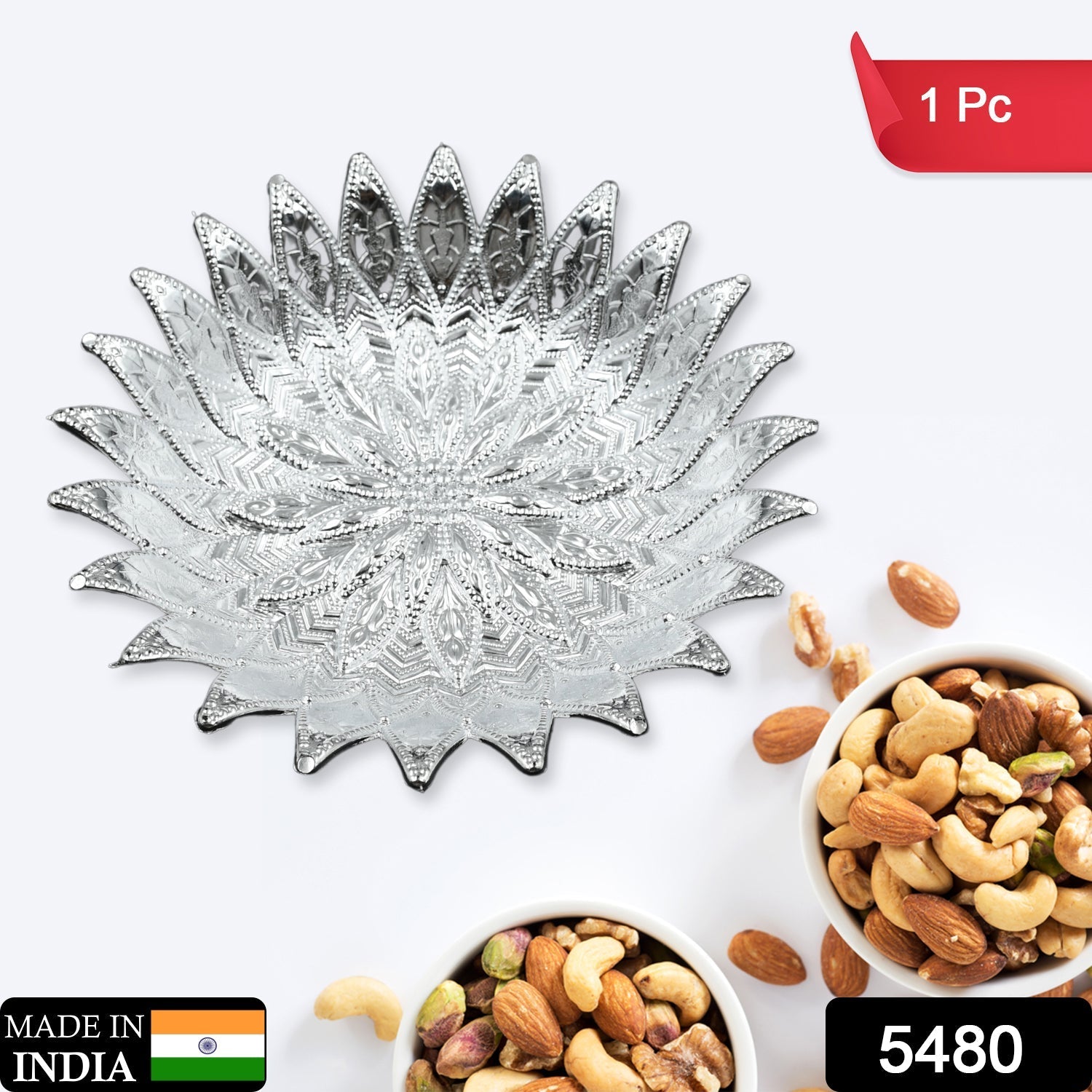 Traditional Design Serving Tray, Plastic Silver Finish Serving Tray, Multipurpose Tray, Decorative Tray, Mukhwas Serving Tray (1 Pc ) - infinityexculsivestore.com