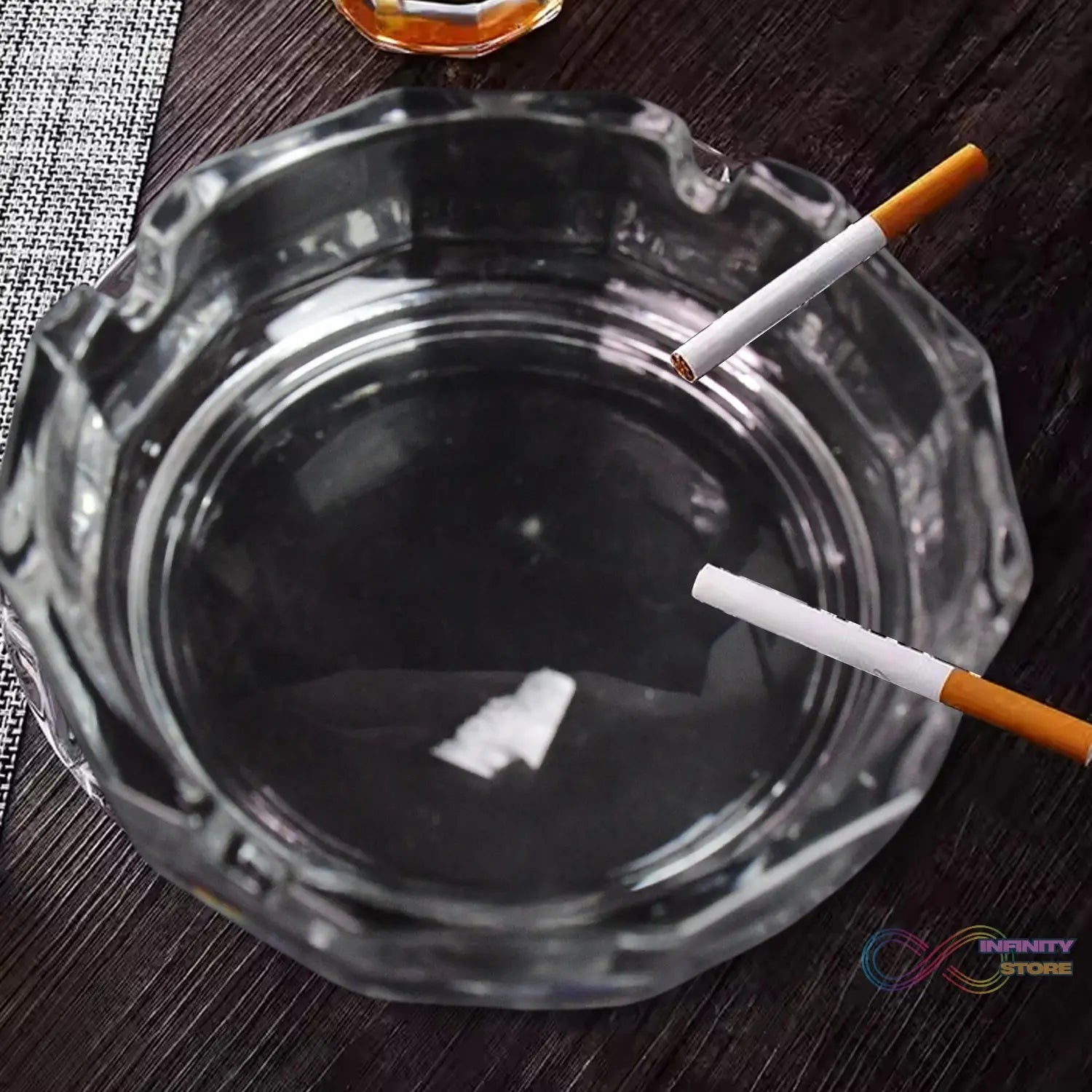 Transparent Ashtray Cigarettes Holder Home Office and Bar Tone Hotel Restaurant Indoor (1 pc) - infinityexculsivestore.com