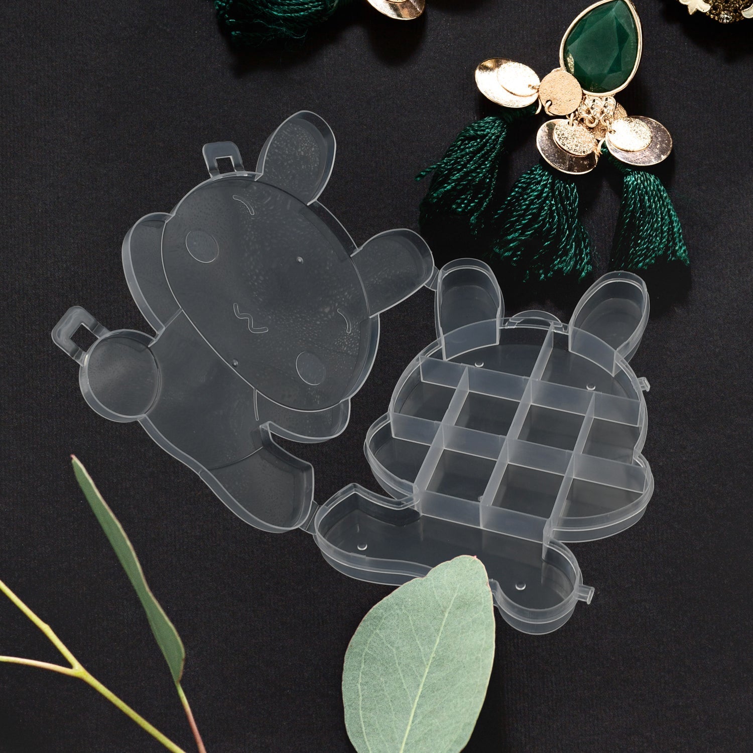 Transparent Cartoon Bear Clear Plastic Storage Box Jewelry Organizer Holder Cabinets For Small objects (1 Pc Mix Color) - infinityexculsivestore.com