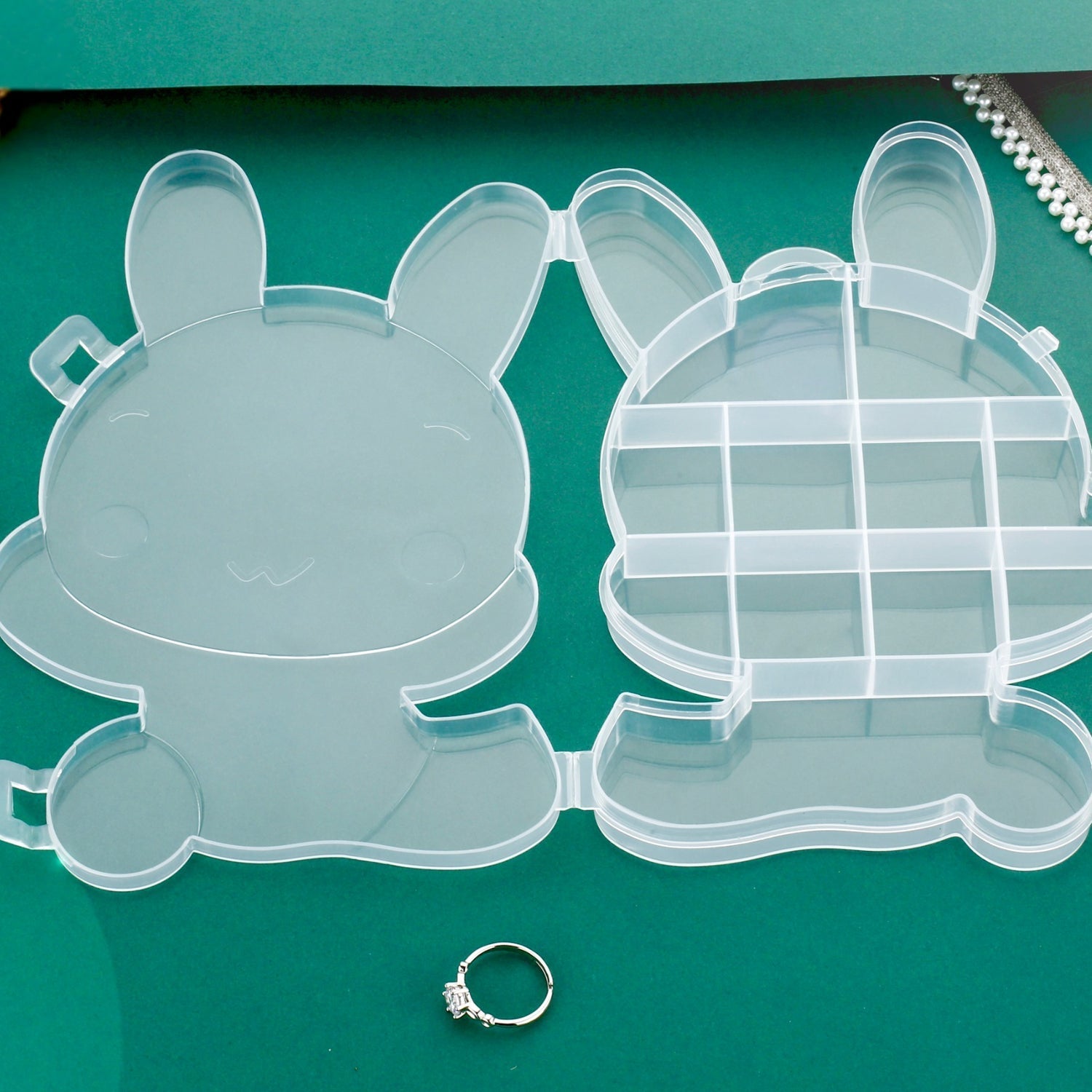 Transparent Cartoon Bear Clear Plastic Storage Box Jewelry Organizer Holder Cabinets For Small objects (1 Pc Mix Color) - infinityexculsivestore.com