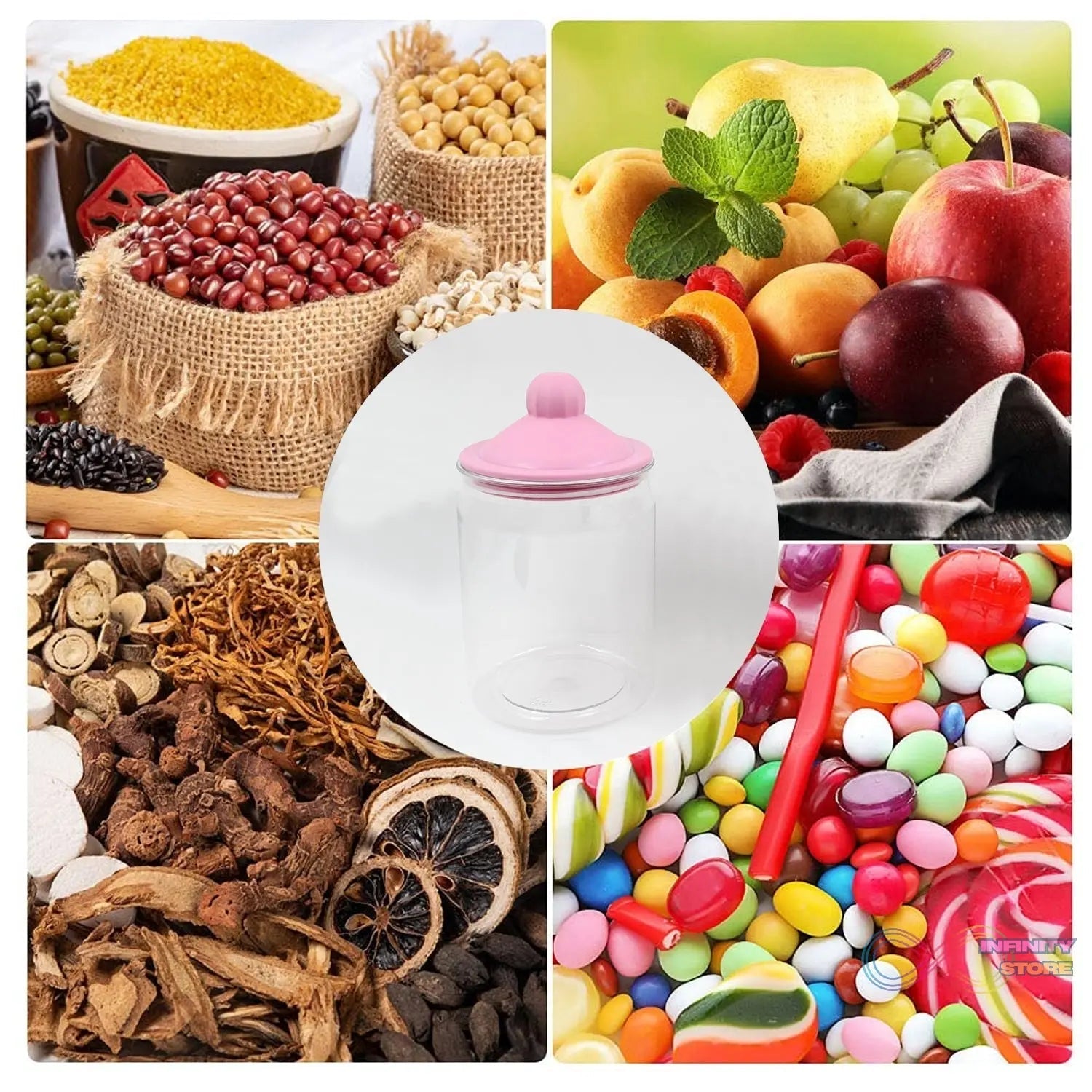 Transparent Kitchen Plastic Container/ Jar Set (2 Pcs Set / 1100 ML Approx) - infinityexculsivestore.com