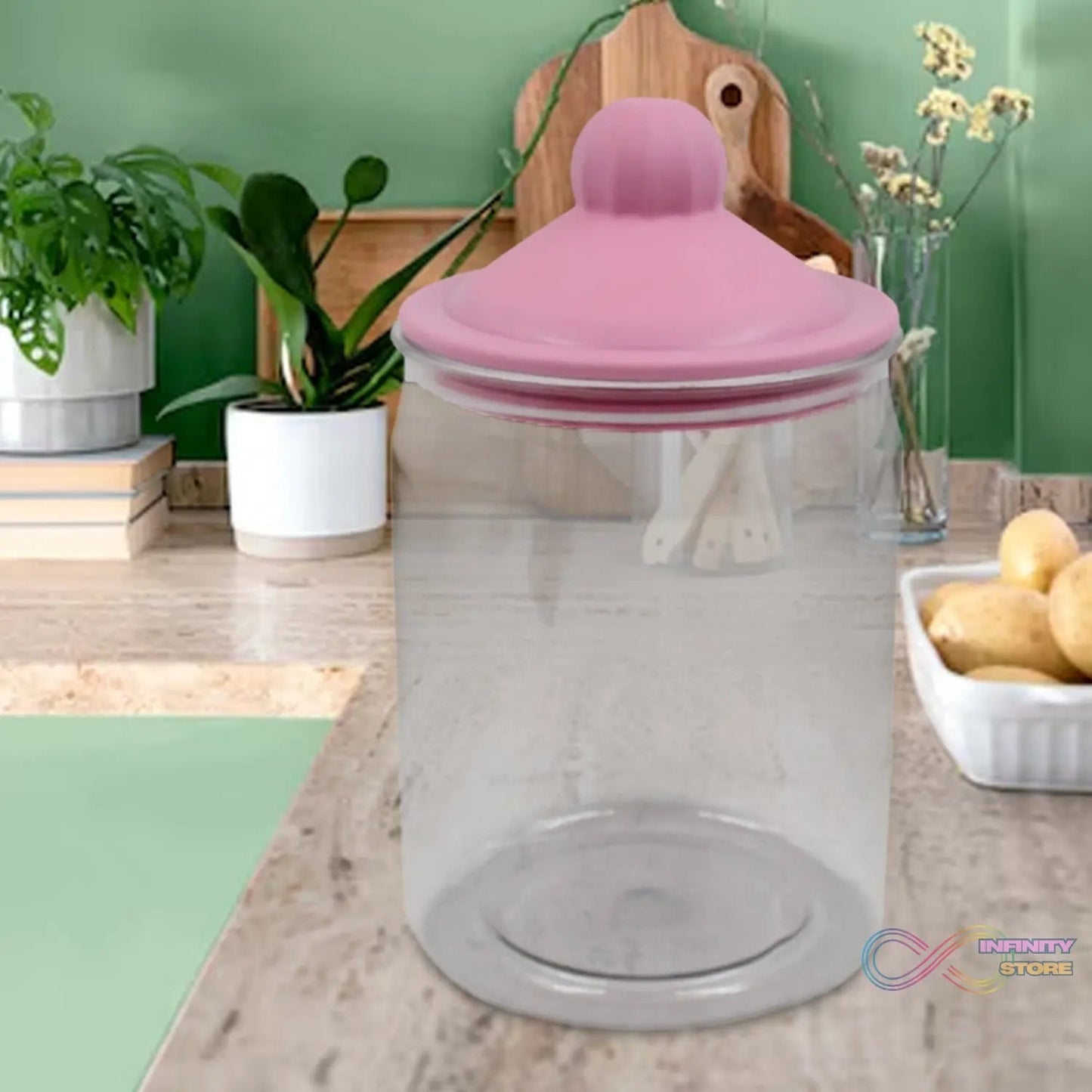 Transparent Kitchen Plastic Container/ Jar Set (2 Pcs Set / 1100 ML Approx) - infinityexculsivestore.com