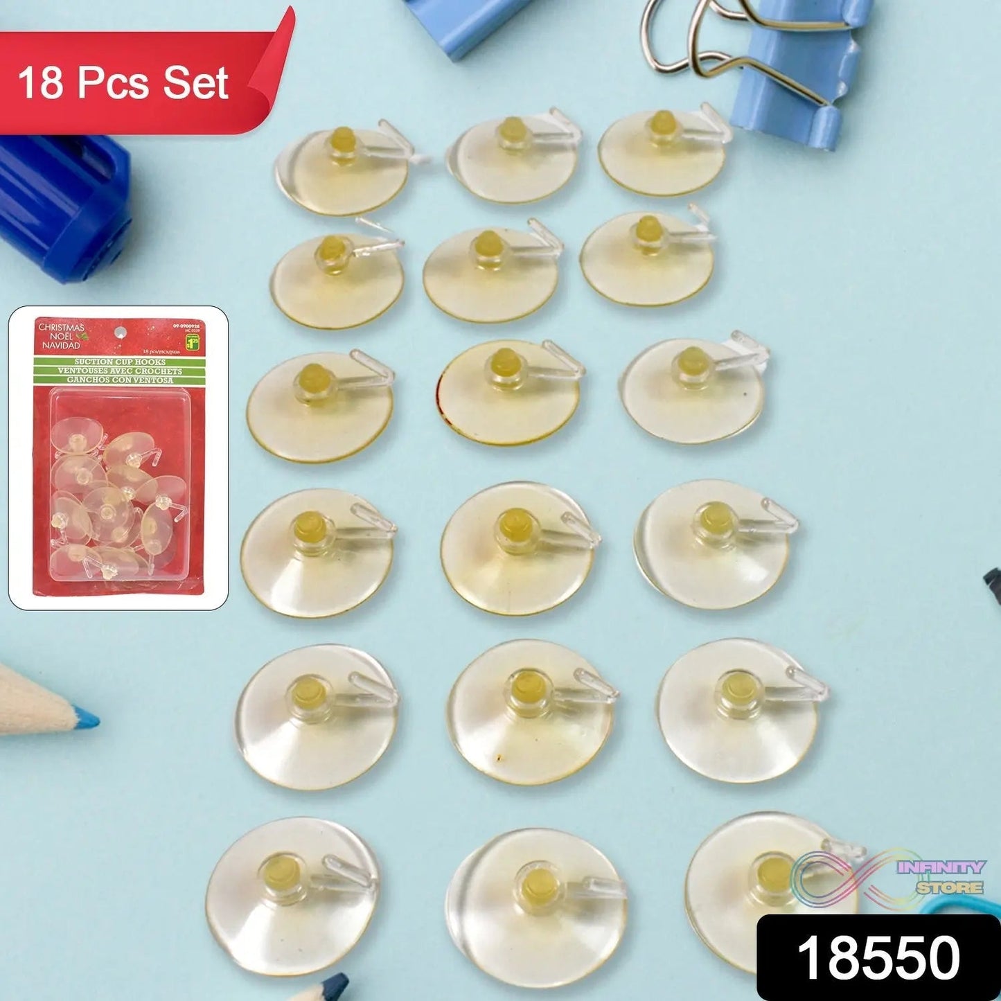 Transparent Rubber Vacuum Sucker, Suction Cup Hooks (18 Pcs Set) - infinityexculsivestore.com