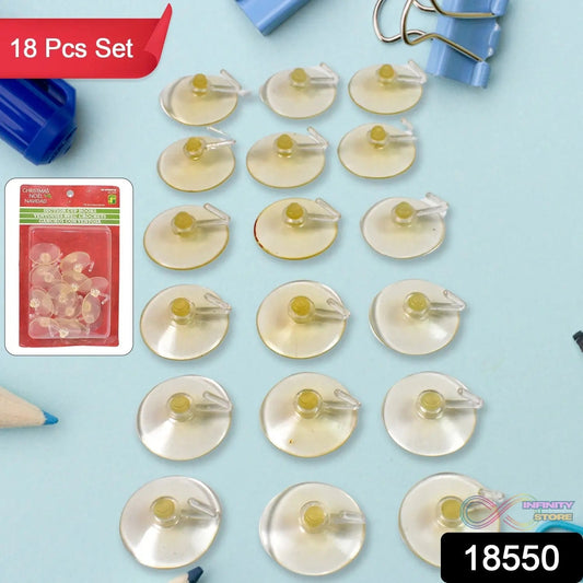 Transparent Rubber Vacuum Sucker, Suction Cup Hooks (18 Pcs Set) - infinityexculsivestore.com