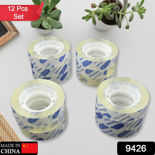 Transparent Tape Refills, Clear Tape, Cello Tape, All - Purpose Transparent Glossy Tape for Office, Home, School - 1.2cm X 30 Meter Per Roll (12 Pc Set) - infinityexculsivestore.com