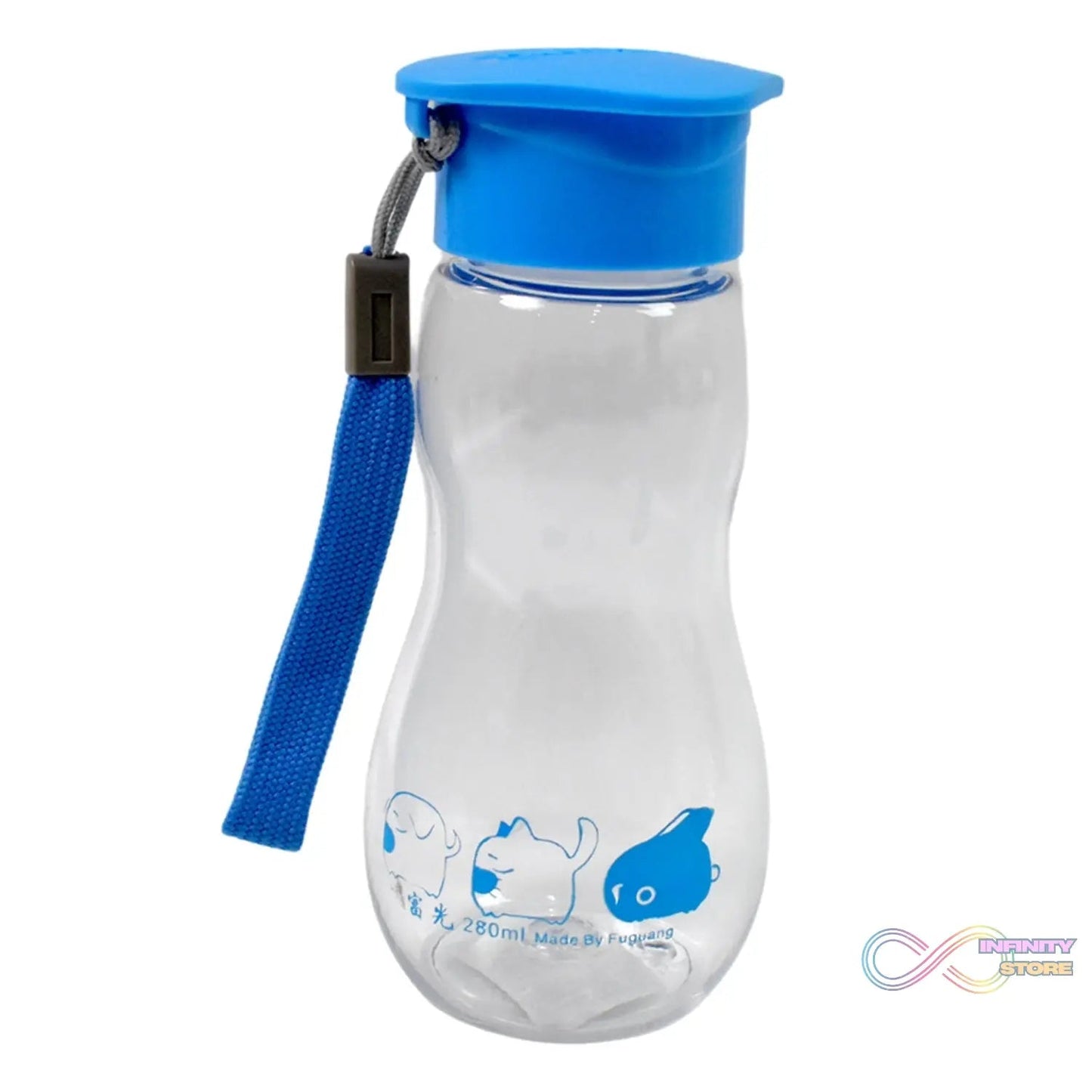 Transparent Travel Portable Water Bottle with Carry Straps (280 ML / 1 Pc) - infinityexculsivestore.com