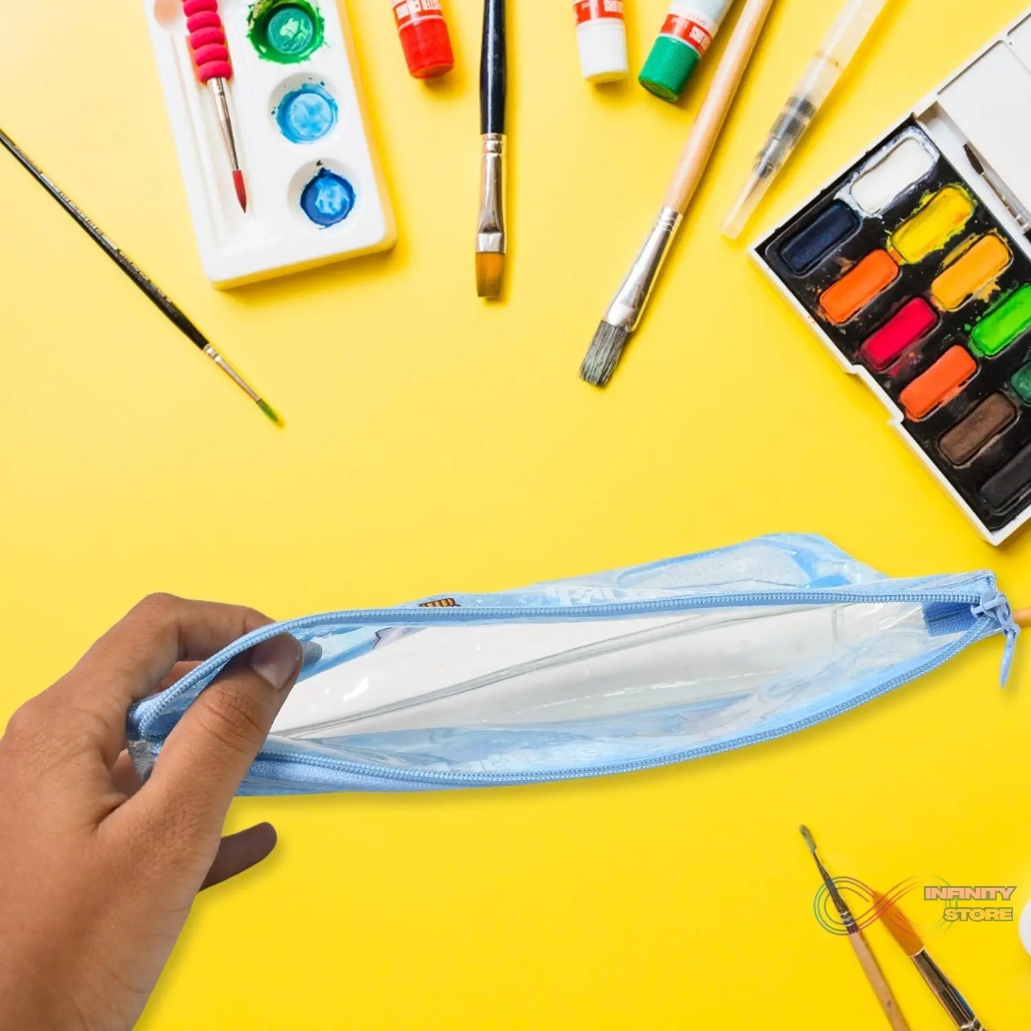Transparent Unicorn Water Glitter Gel Pencil Zip Pouch (1 Pc) - infinityexculsivestore.com