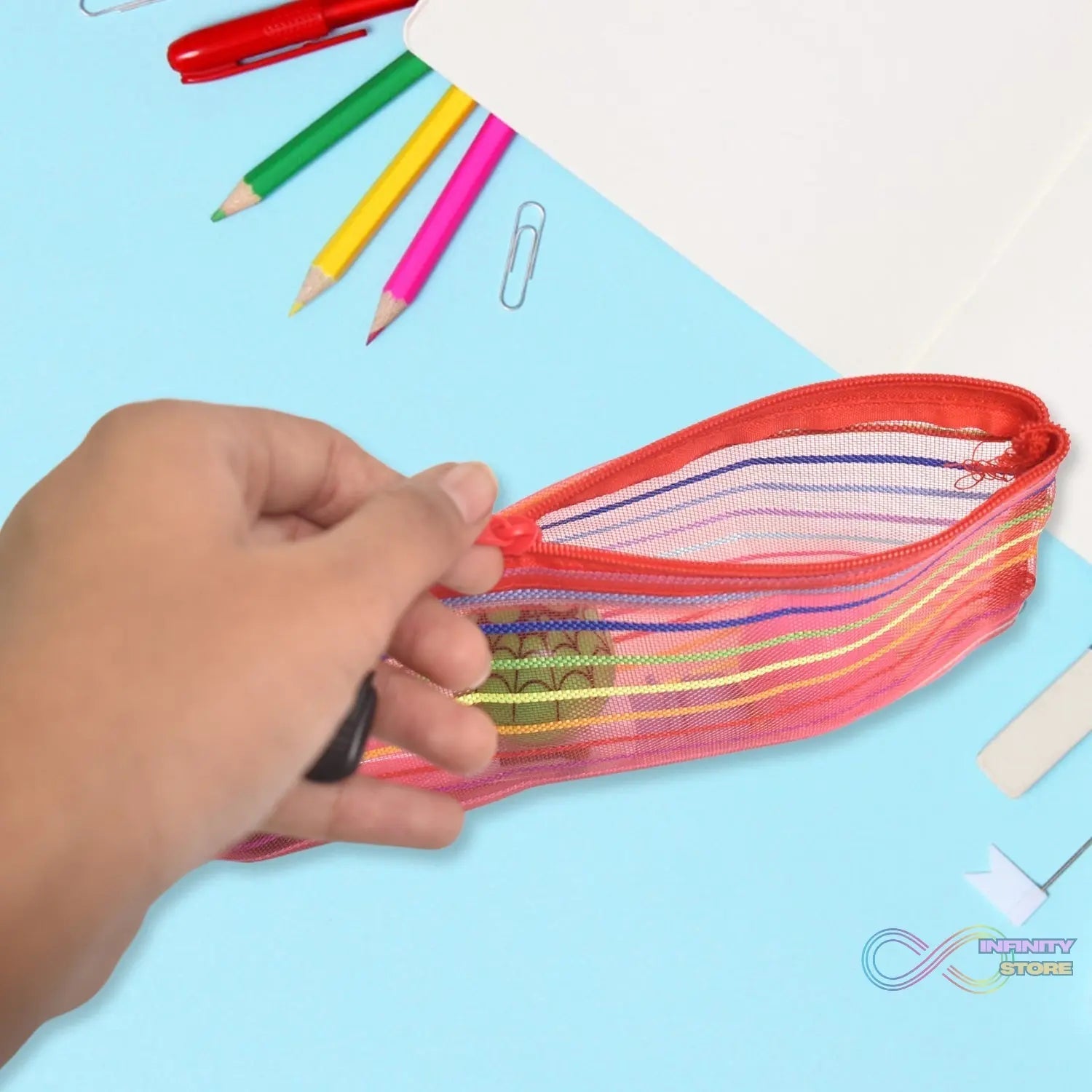 Transparent Zippered Nylon Mesh Multi Purpose Pouch / Purse - infinityexculsivestore.com