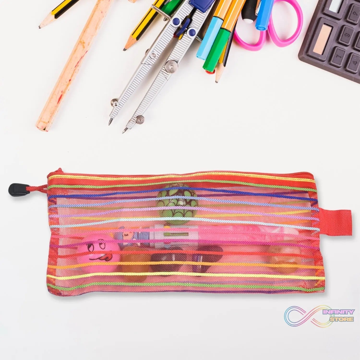 Transparent Zippered Nylon Mesh Multi Purpose Pouch / Purse - infinityexculsivestore.com