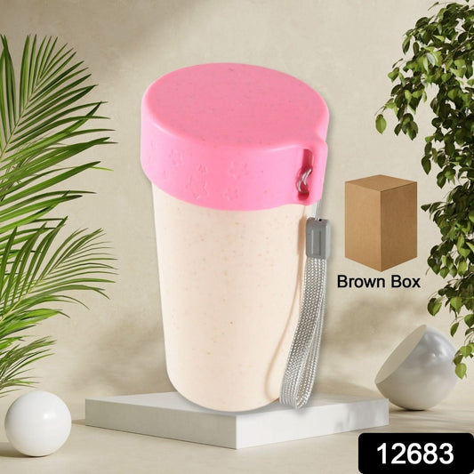 Travel Coffee Cup Portable Water Bottle Wheat Straw Coffee Tea Mug Coffee Mug with Lids for Coffee Tea (300 ML Approx) - infinityexculsivestore.com