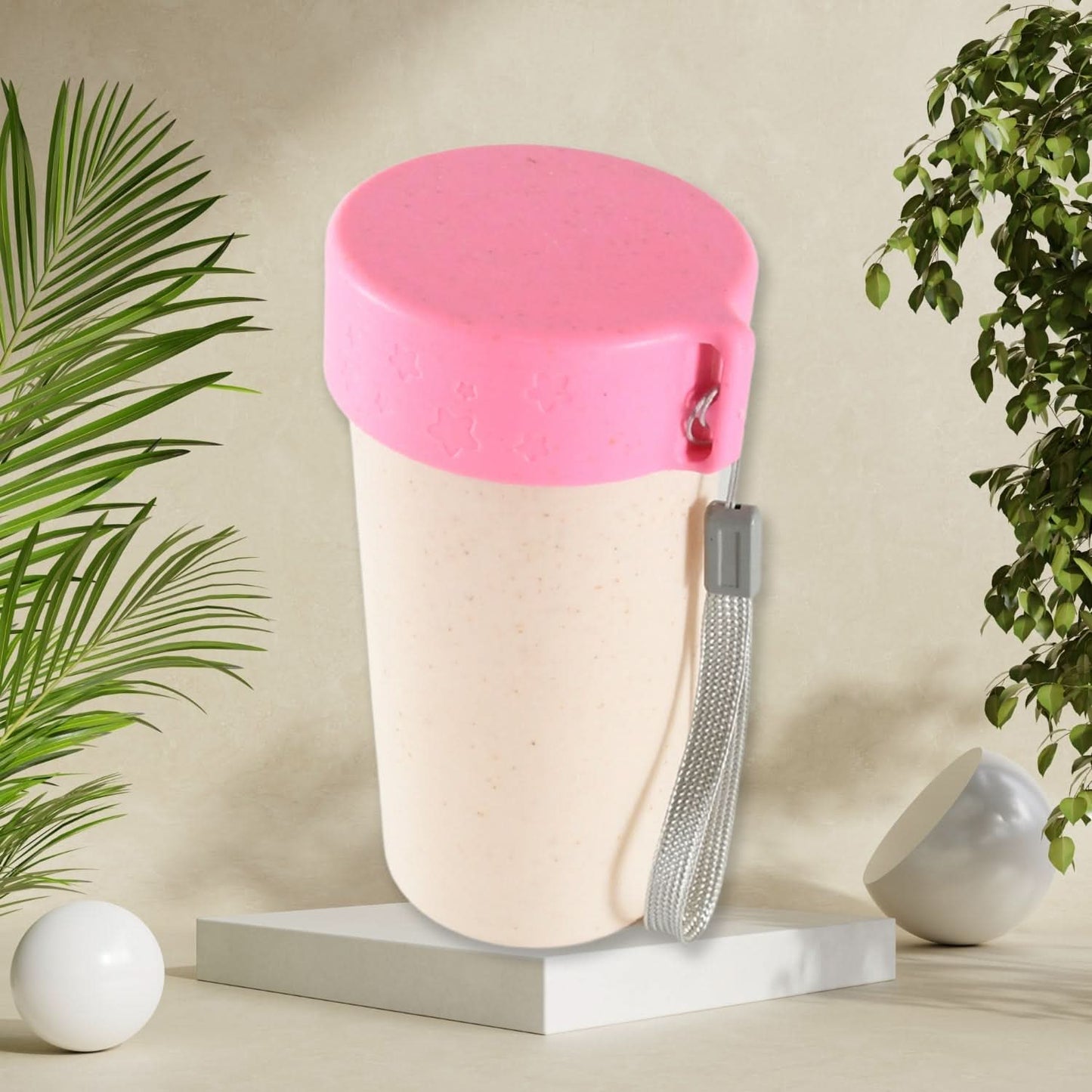 Travel Coffee Cup Portable Water Bottle Wheat Straw Coffee Tea Mug Coffee Mug with Lids for Coffee Tea (300 ML Approx) - infinityexculsivestore.com