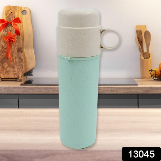Travel Coffee Cup Portable Water Bottle Wheat Straw Coffee Tea Mug Coffee Mug with Lids for Coffee Tea Portable for School (300 ML Approx) - infinityexculsivestore.com
