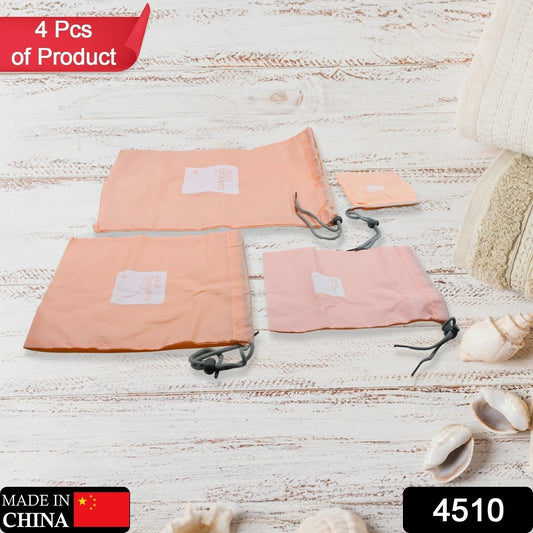 Travel Storage Bag Waterproof Nylon Drawstring Pouch Men and Women Folding Clothes Classified Organizers Packing Shoes Luggage Bags (4 Pc Set) - infinityexculsivestore.com