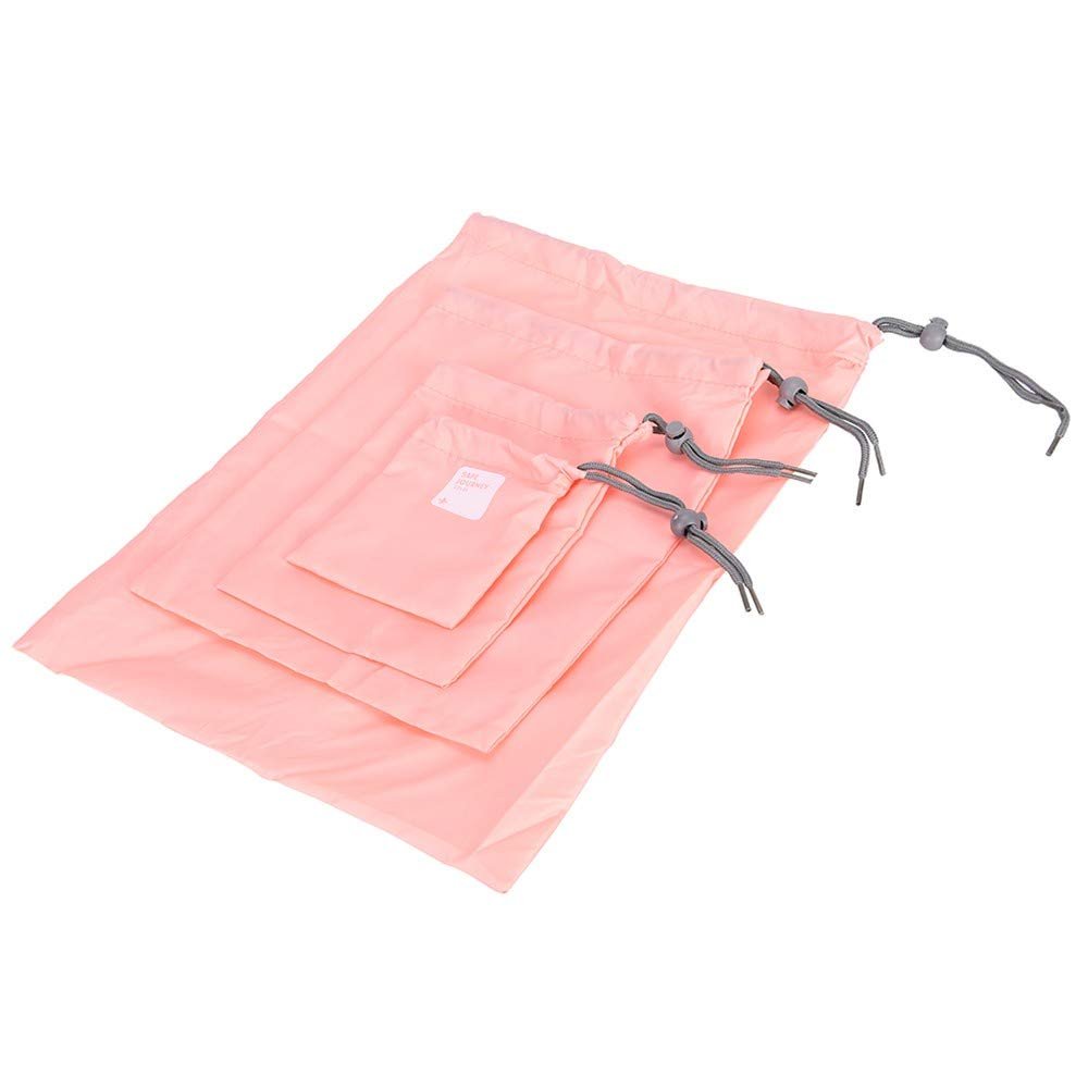 Travel Storage Bag Waterproof Nylon Drawstring Pouch Men and Women Folding Clothes Classified Organizers Packing Shoes Luggage Bags (4 Pc Set) - infinityexculsivestore.com