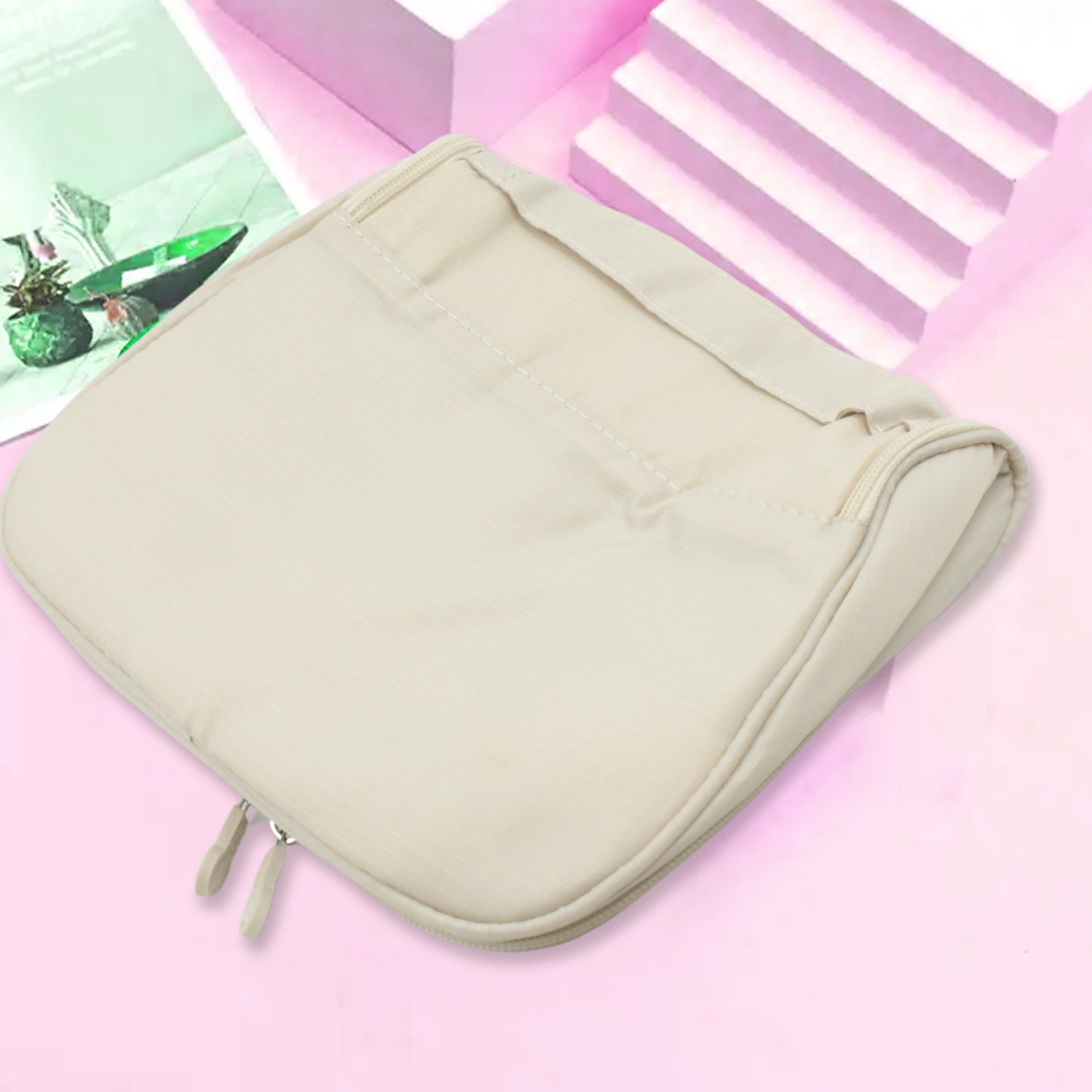 Travel Wash Bag Multi - Functional Waterproof Cosmetic Storage Bag Handheld Foldable Hook Cosmetic Bag with Zipper Closure Handbag Portable Classification Bags (1Pc) - infinityexculsivestore.com