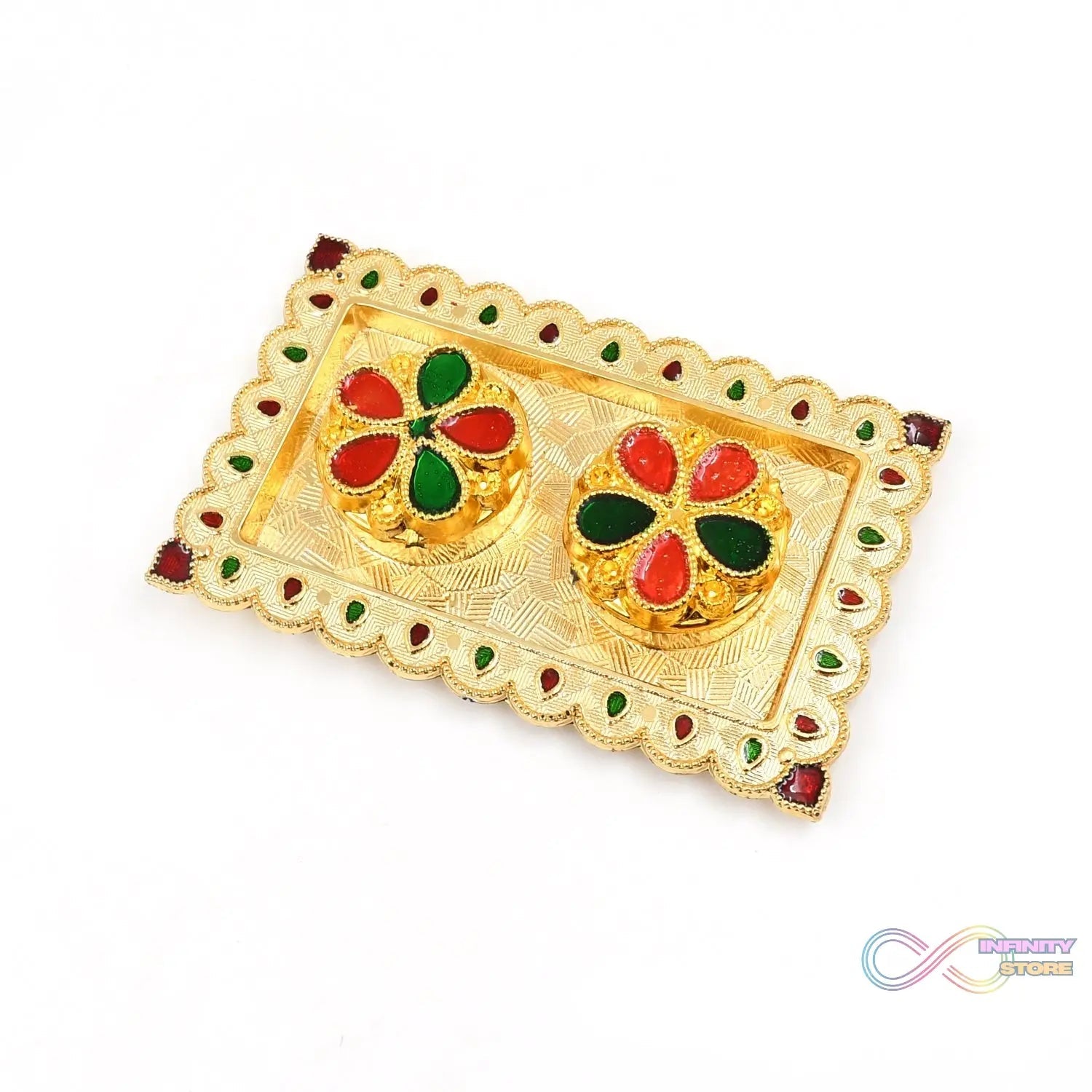 Tray Shape Special Puja Thali (1 Pc / Mix Design) - infinityexculsivestore.com