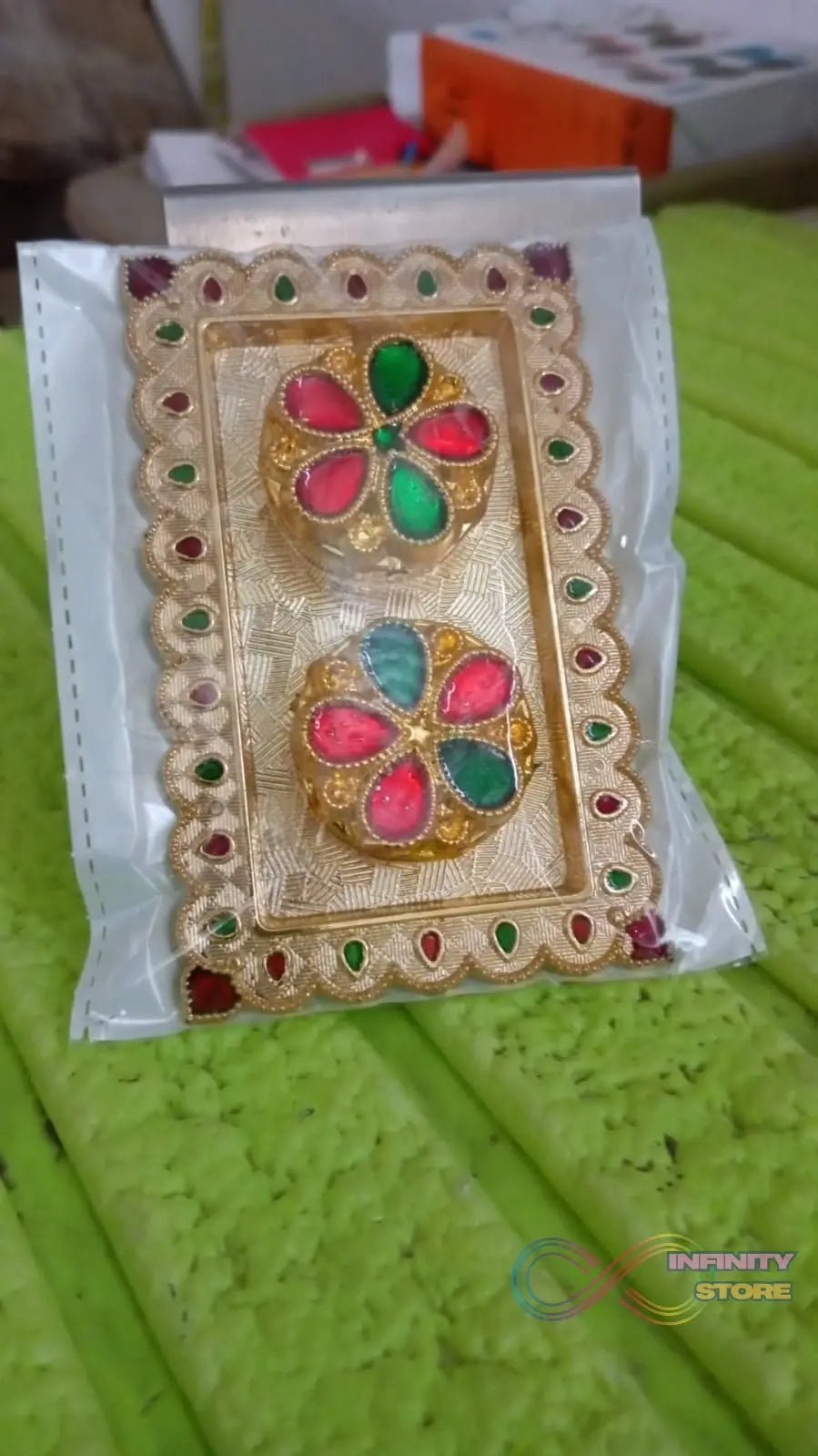 Tray Shape Special Puja Thali (1 Pc / Mix Design) - infinityexculsivestore.com