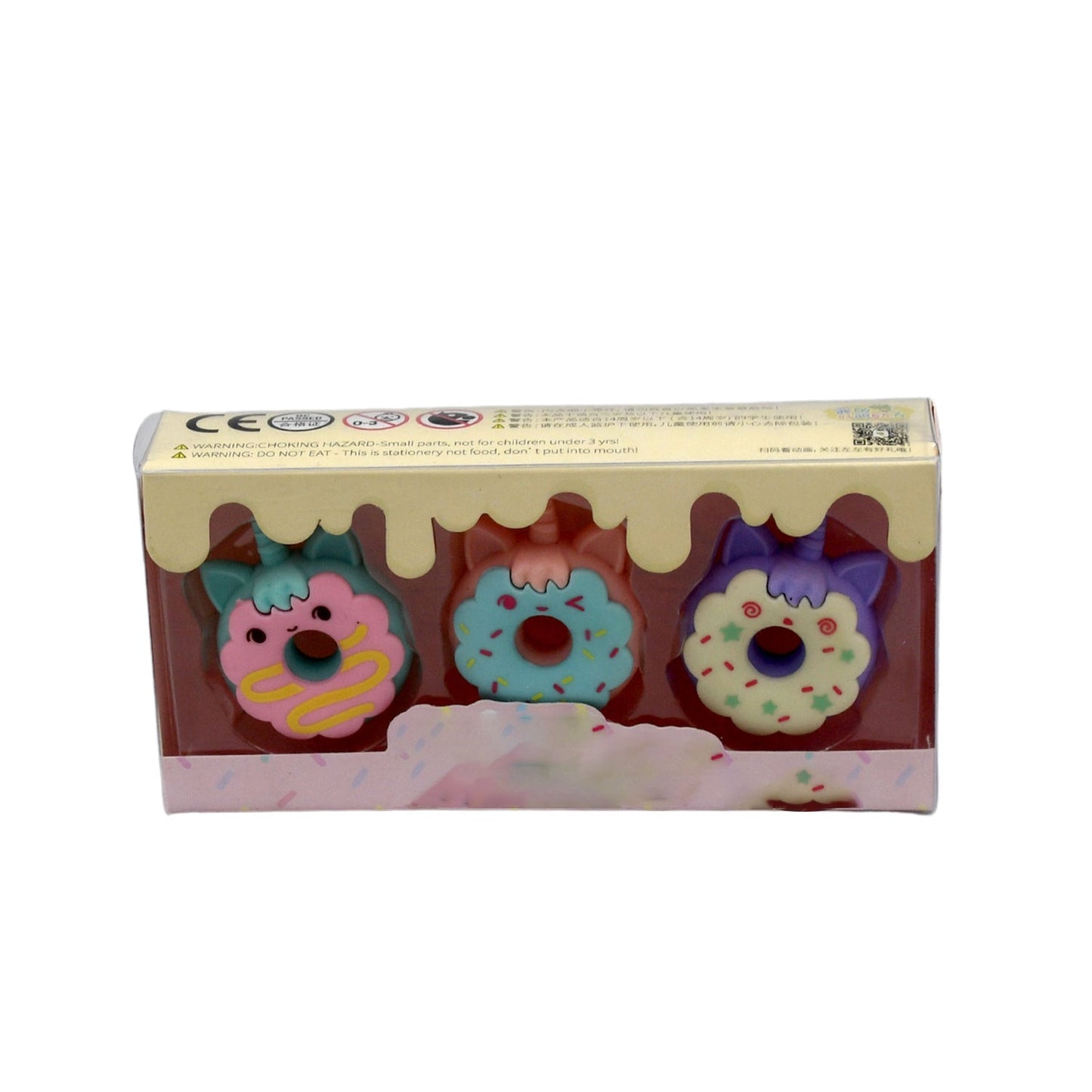 Tree Small Sized Cartoon Themed Non - Toxic Donut Erasers, School Stationery | for Kids - Boys & Girls | Birthday Gift |Return Gift (3pc Set) - infinityexculsivestore.com