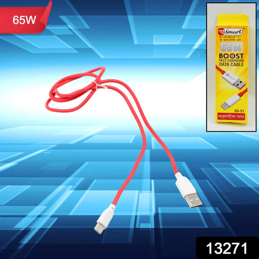 Type C data cable Fast Charging Data Cable (1000 MM / 65W / 1 Pc) - infinityexculsivestore.com