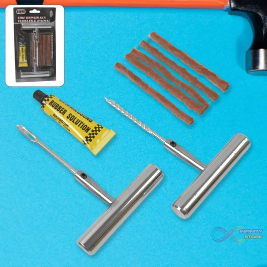 Tyre Repair Puncture Kit with 5 Rubber Strips (8 Pcs Set) - infinityexculsivestore.com