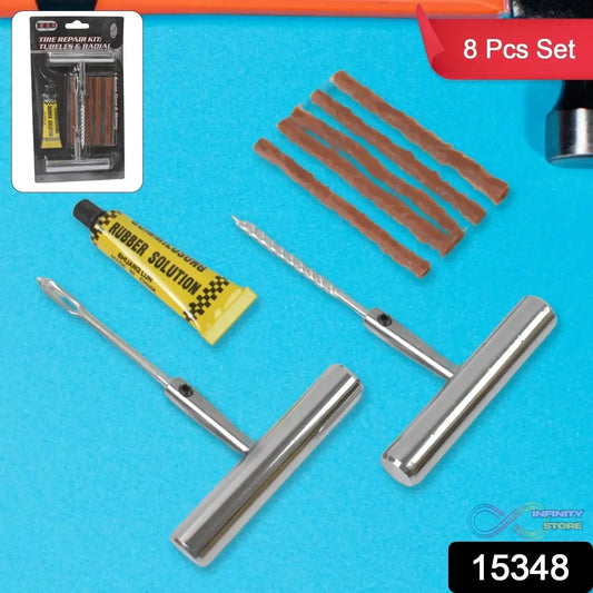 Tyre Repair Puncture Kit with 5 Rubber Strips (8 Pcs Set) - infinityexculsivestore.com