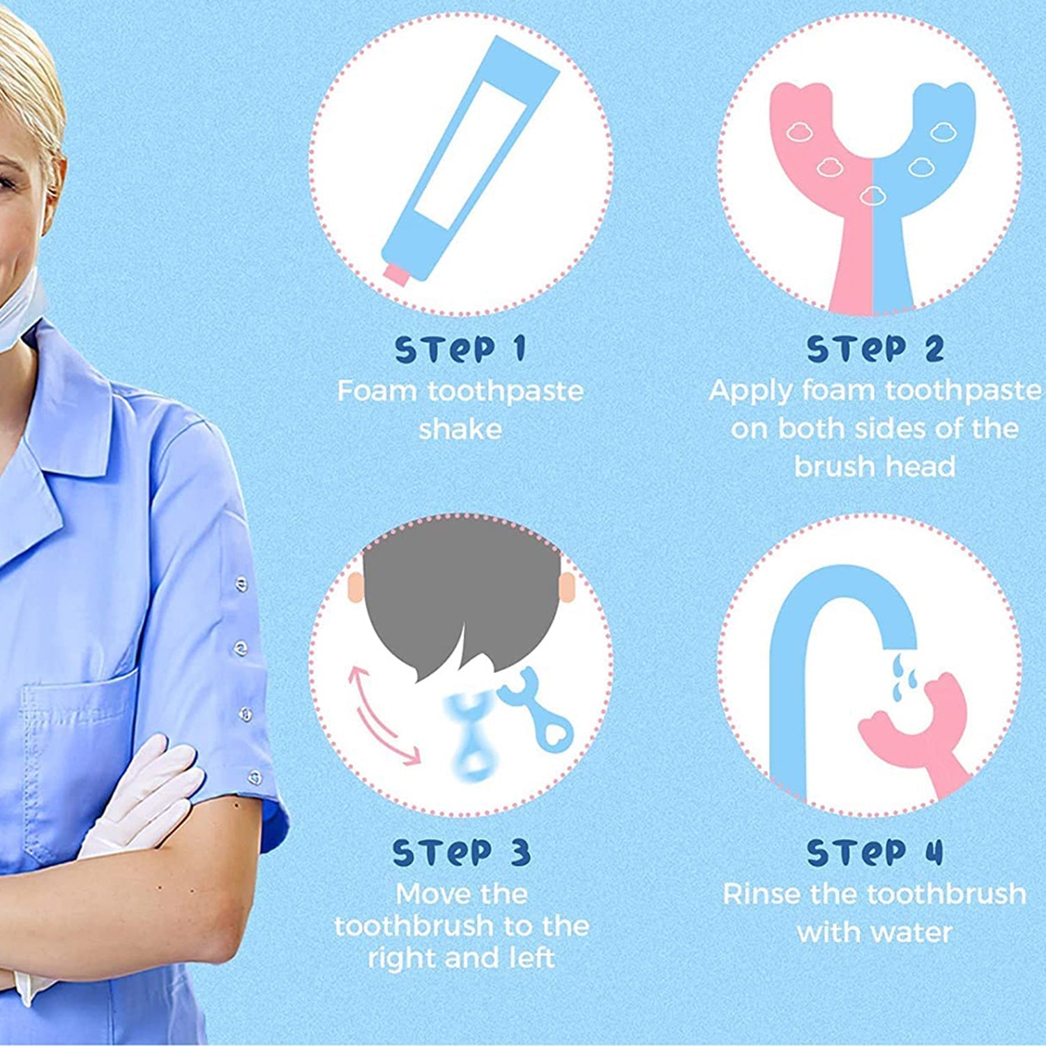 U - Shaped Toothbrush for Kids Manual Whitening Toothbrush Silicone Brush Head for Kids Children Infant Toothbrush For 2 - 6 Years - infinityexculsivestore.com