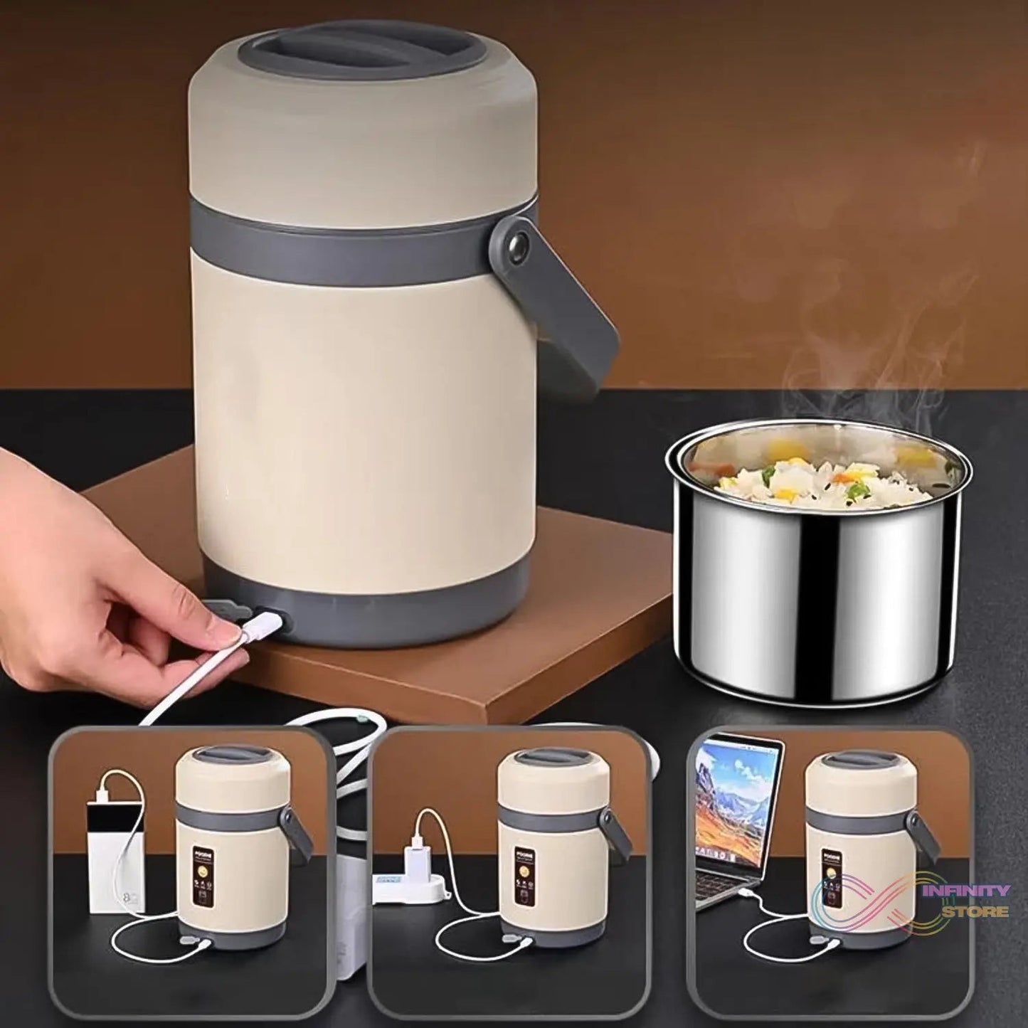 USB Electric Heated Lunch Boxes (2 Ltr.) - infinityexculsivestore.com