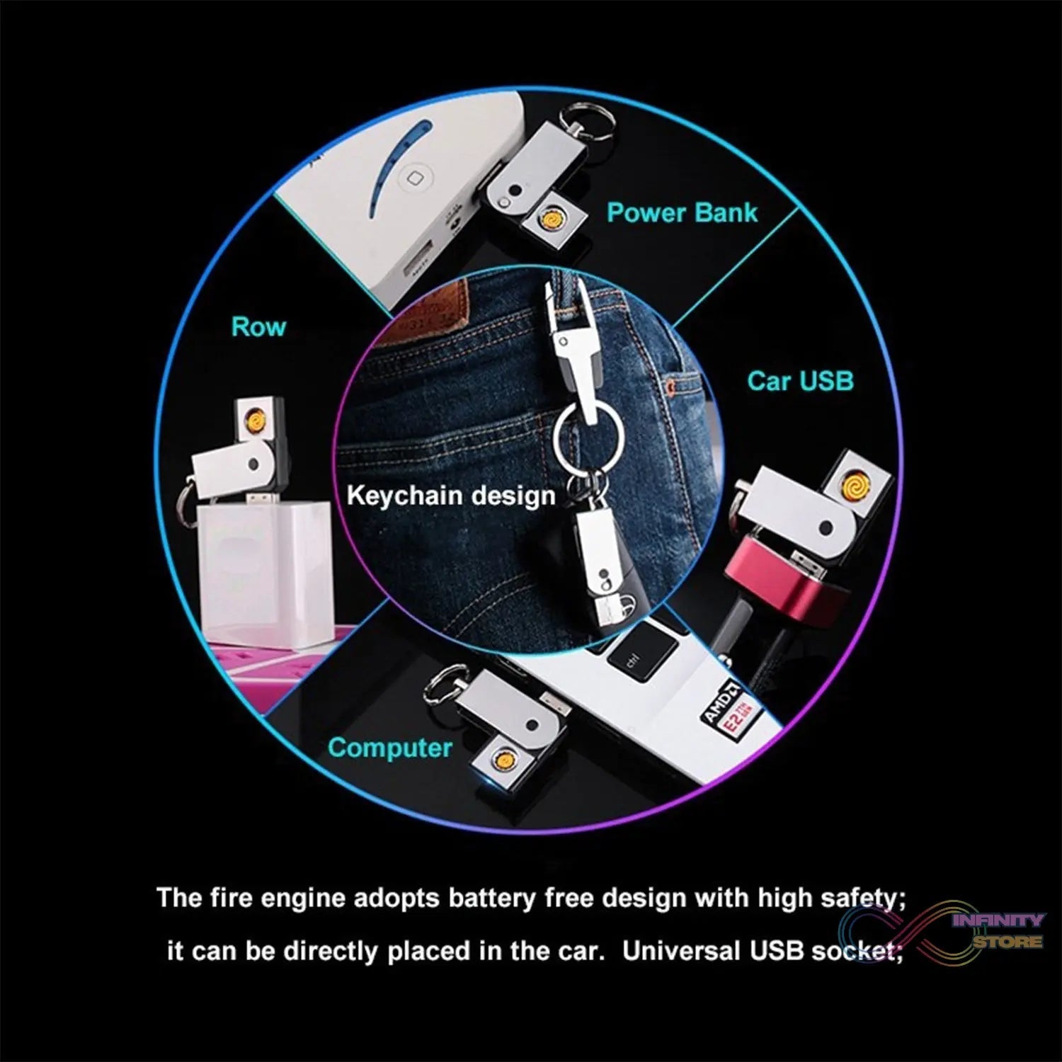 USB Mini Portable Lighters With Thin Metal Creative - infinityexculsivestore.com