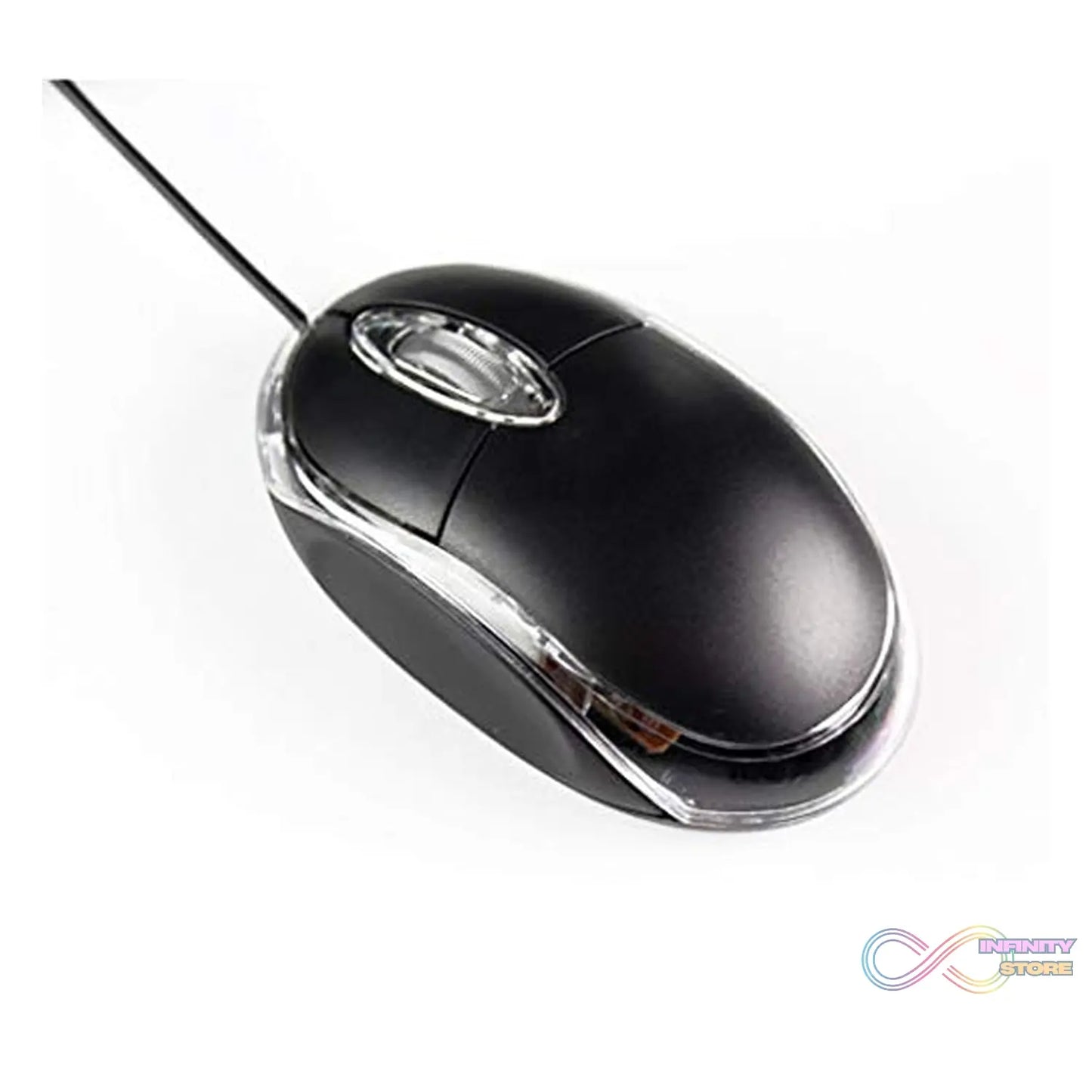 USB optical mouse with a clear view of its scroll wheel and buttons