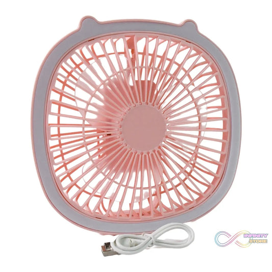 USB PORTABLE MINI DESK FAN WITH LIGHT & COLOR BOX (1 PC / Mix Color) - infinityexculsivestore.com