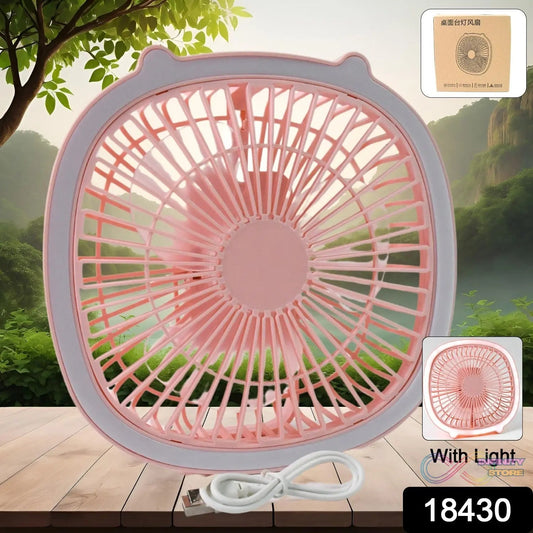 USB PORTABLE MINI DESK FAN WITH LIGHT & COLOR BOX (1 PC / Mix Color) - infinityexculsivestore.com