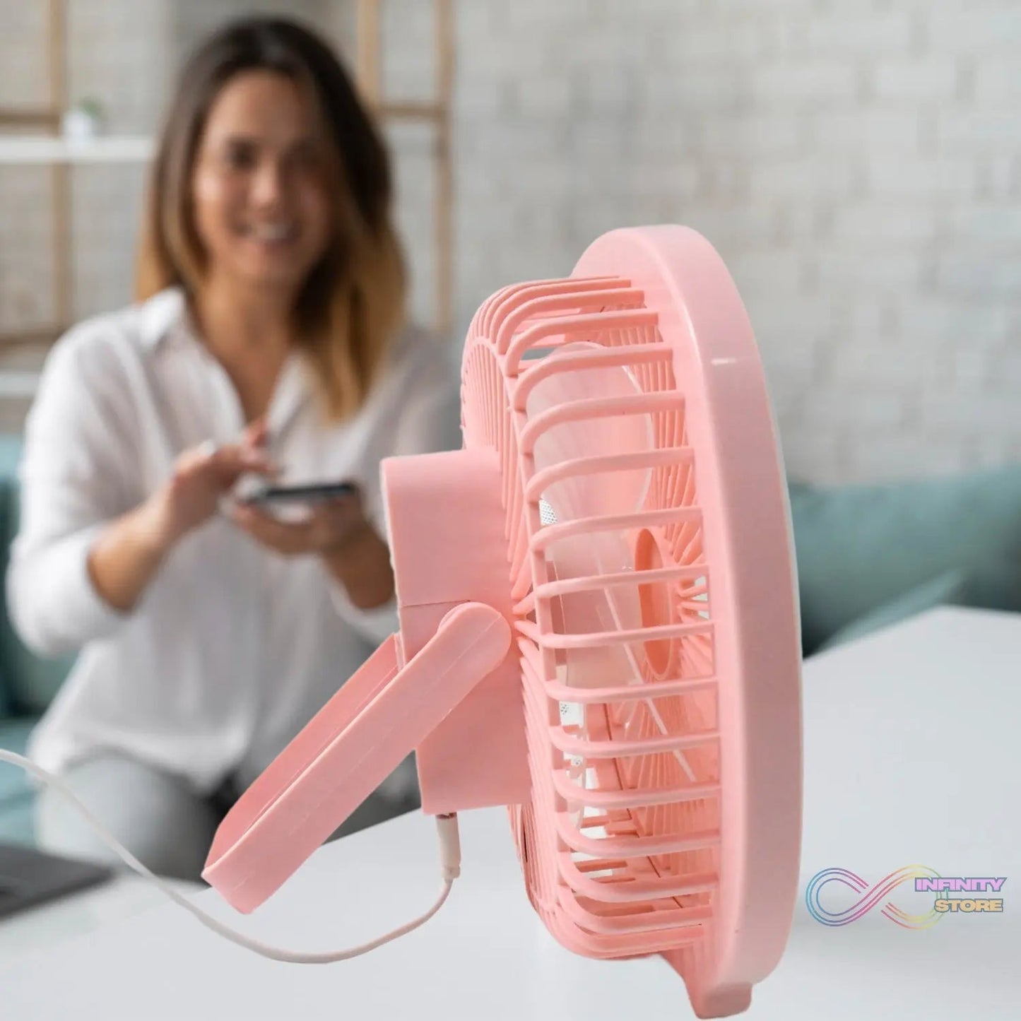 USB PORTABLE MINI DESK FAN WITH LIGHT & COLOR BOX (1 PC / Mix Color) - infinityexculsivestore.com