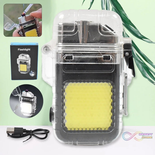 USB Rechargeable Electric Lighter & 3 Modes COB Flashlight (1 Pc) - infinityexculsivestore.com