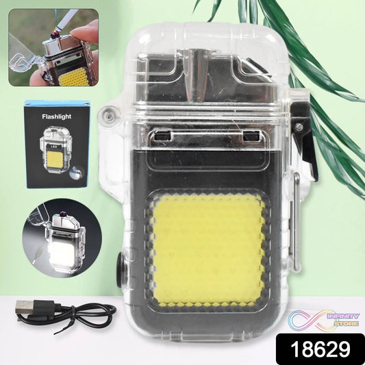 USB Rechargeable Electric Lighter & 3 Modes COB Flashlight (1 Pc) - infinityexculsivestore.com