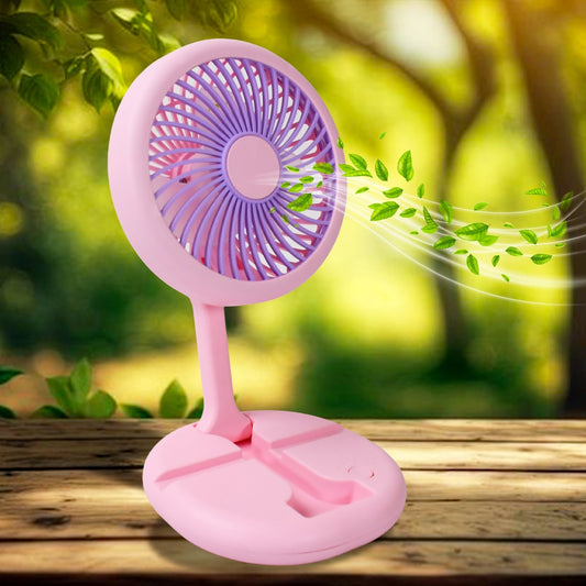 USB Rechargeable Portable Fan With LED Light Heavy Duty & Foldable Fan With Charging Port Home, Outdoor, Temple - infinityexculsivestore.com