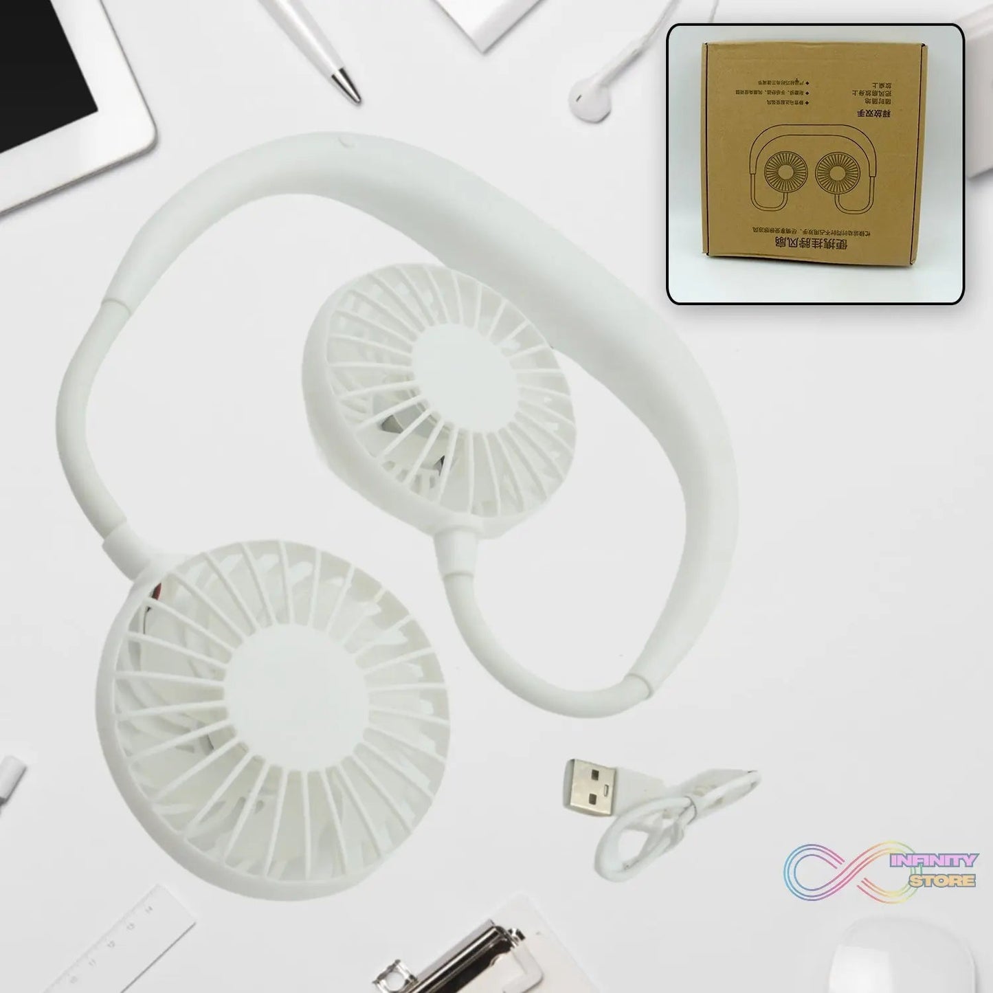 USB Rechargeable Wearable Neckband Fan - infinityexculsivestore.com
