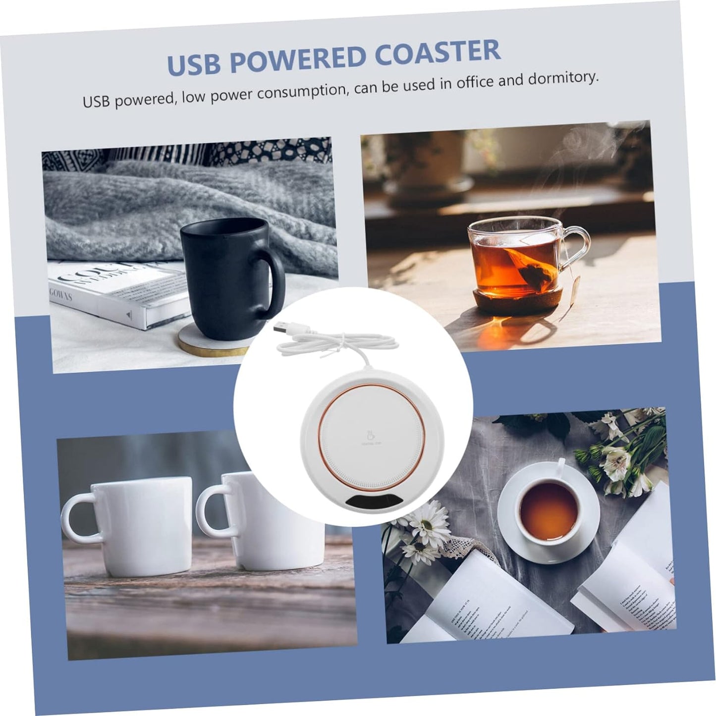 USB Warm Coaster Heated Coffee Mug Portable Office Desk Portable Cup, Heater Coffee Mug Warmer Electric Cup Warmer (1 Pc) - infinityexculsivestore.com