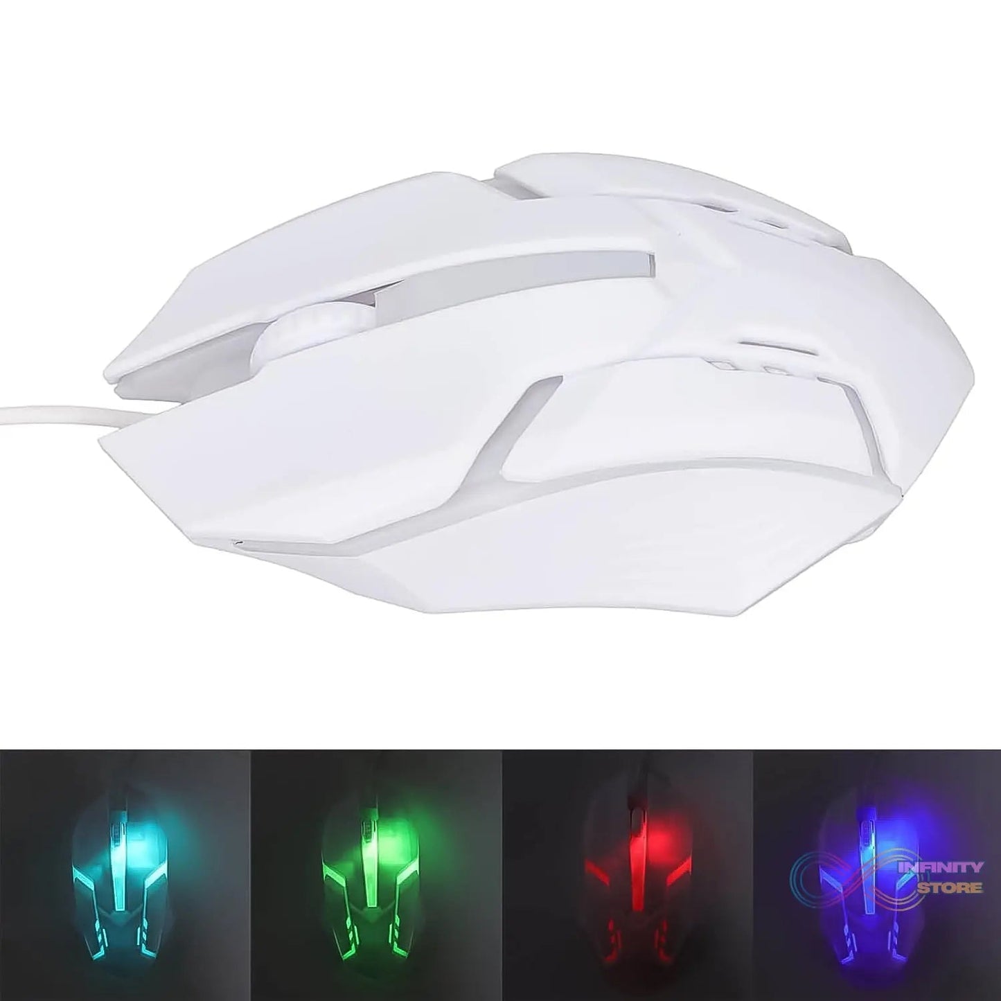 USB Wired Mouse, Gaming Mouse Colorful / Lighting Luminous (1 Pc / Wihte) - infinityexculsivestore.com
