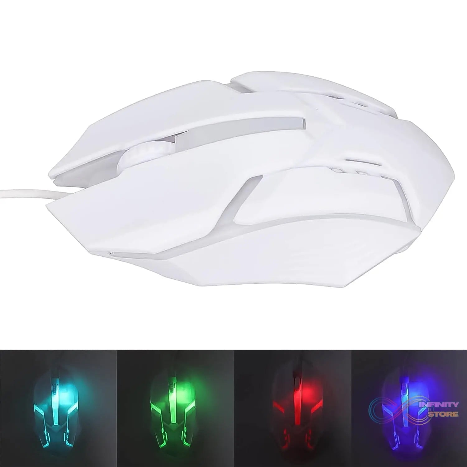 USB Wired Mouse, Gaming Mouse Colorful / Lighting Luminous (1 Pc / Wihte) - infinityexculsivestore.com