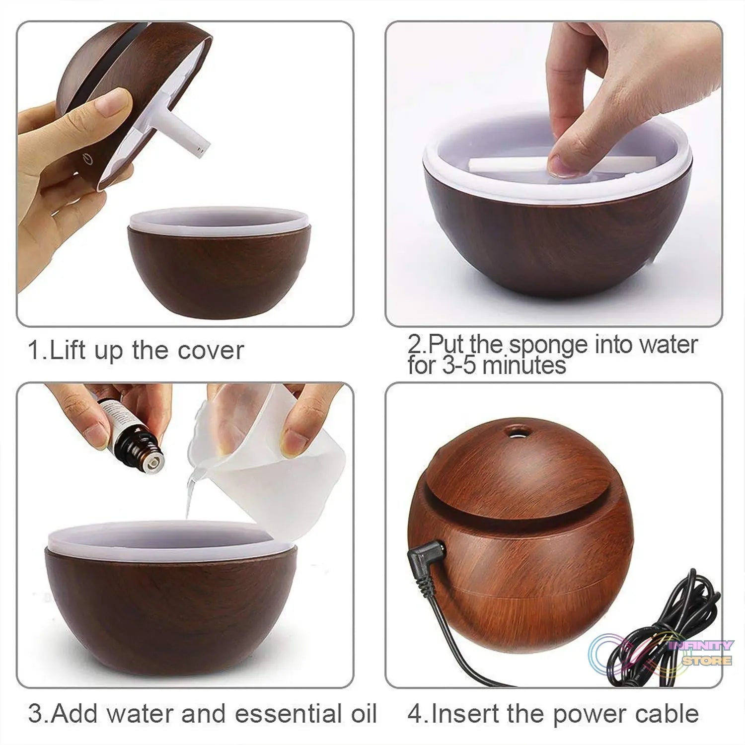 Ultrasonic Aromatherapy Humidifier USB Desktop (130 ML / 1 Pc) - infinityexculsivestore.com