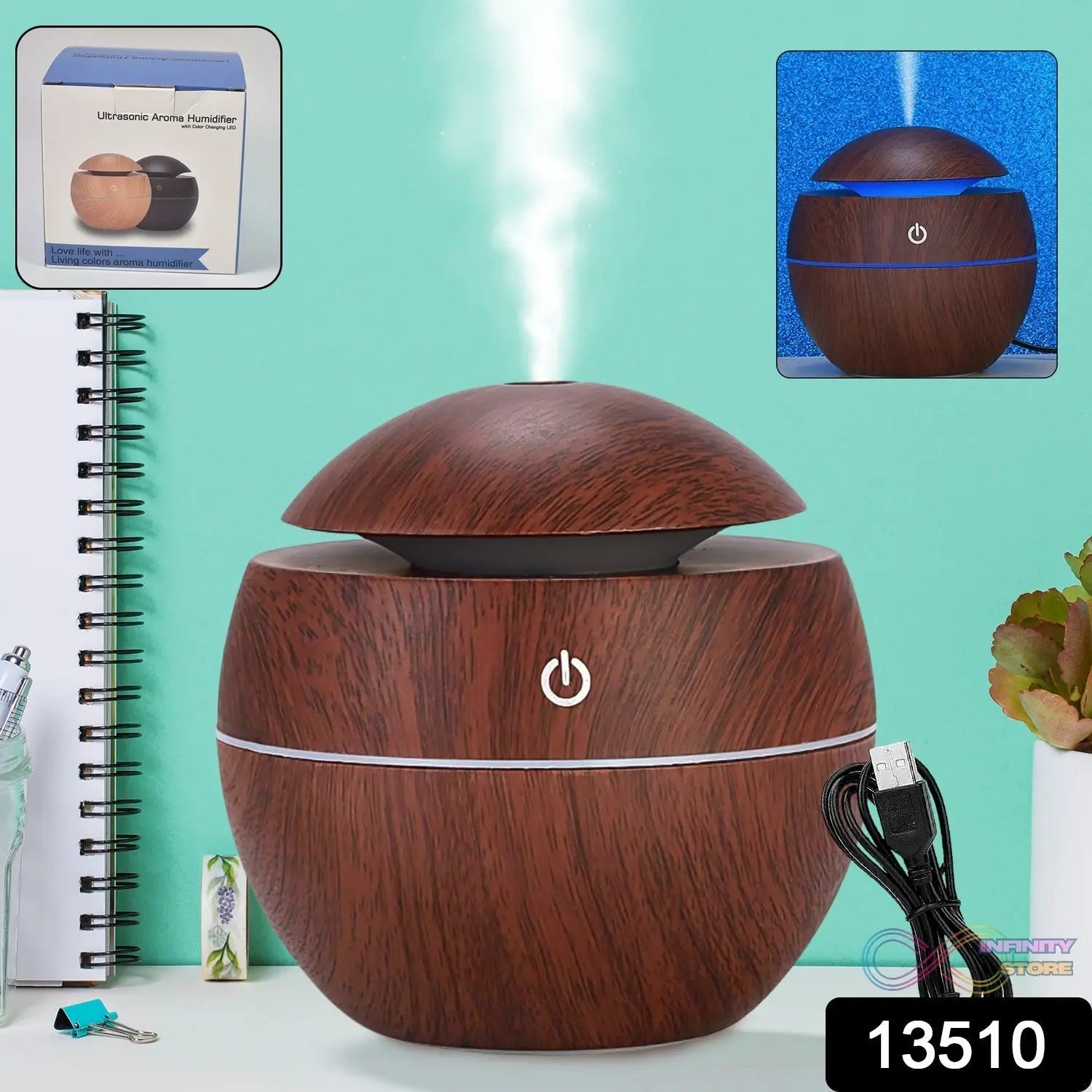 Ultrasonic Aromatherapy Humidifier USB Desktop (130 ML / 1 Pc) - infinityexculsivestore.com