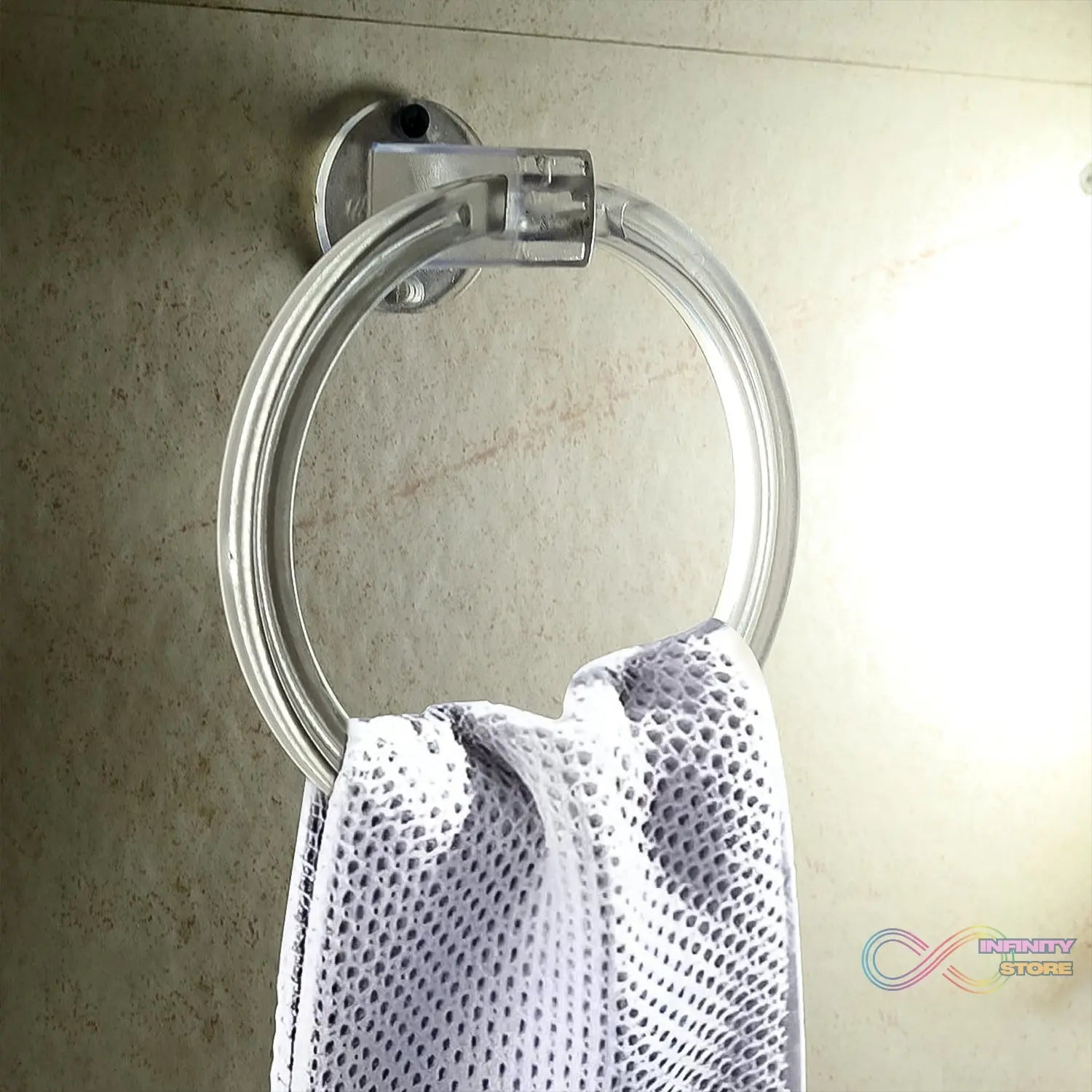 Unbreakable ABS Round Towel Ring Wall Mounted Stand / Holder (1 Pc) - infinityexculsivestore.com
