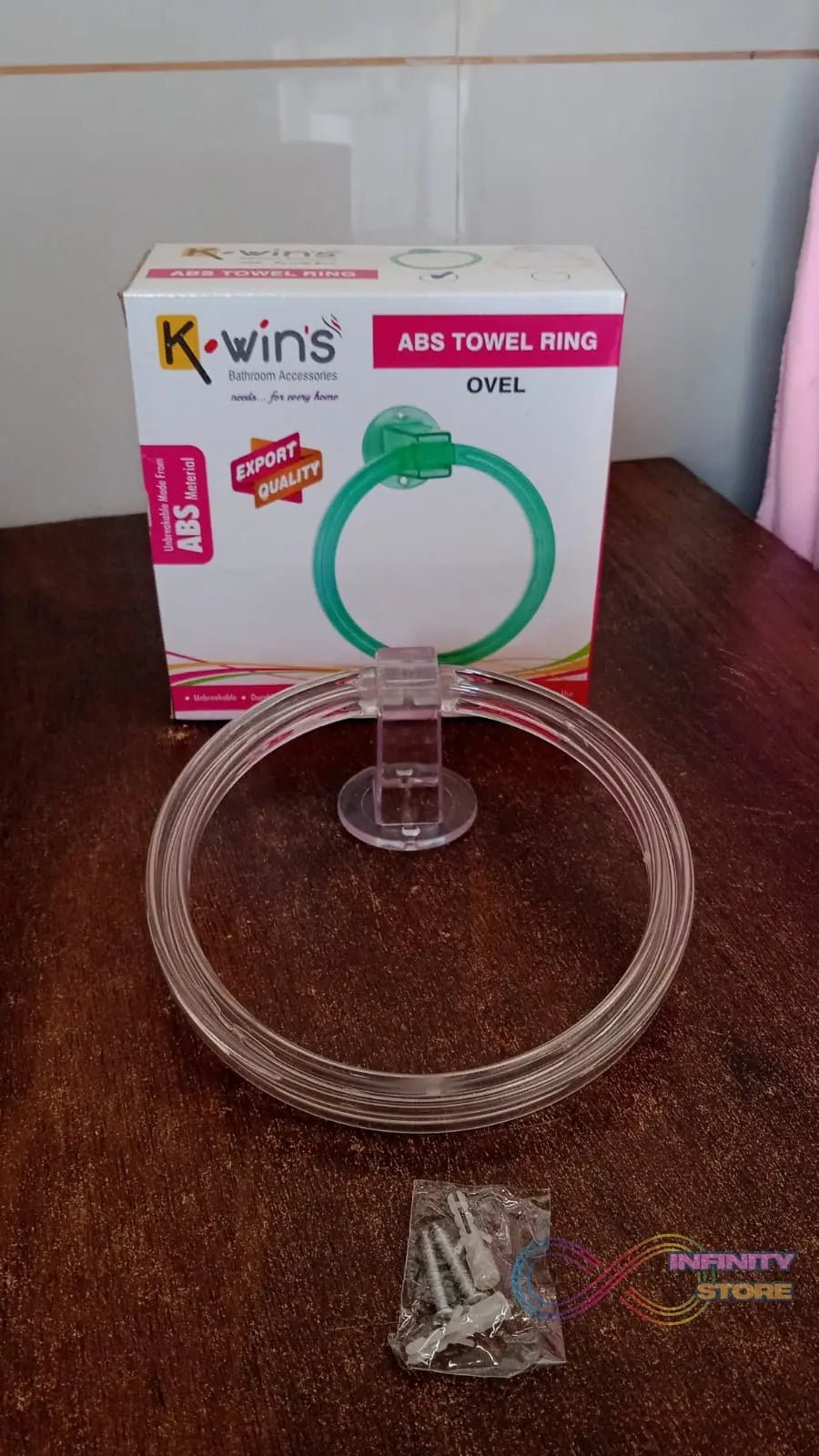 Unbreakable ABS Round Towel Ring Wall Mounted Stand / Holder (1 Pc) - infinityexculsivestore.com