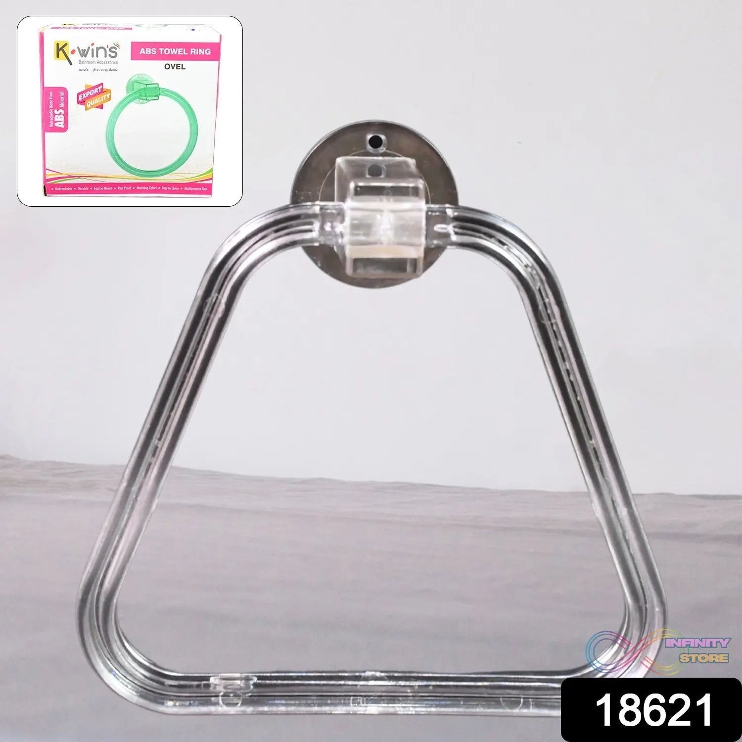 Unbreakable ABS Square Towel Ring Wall Mounted Stand / Holder (1 Pc) - infinityexculsivestore.com