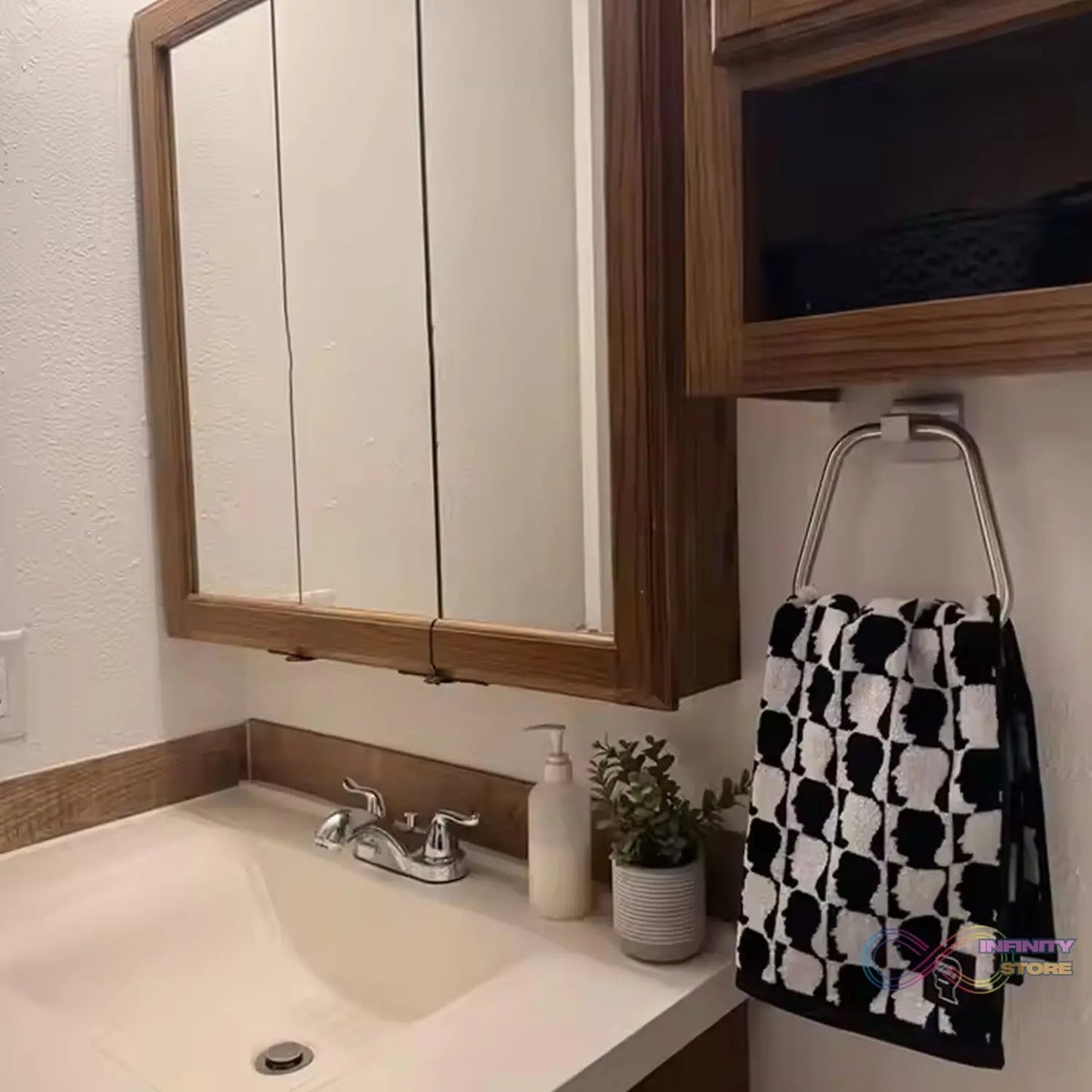 Unbreakable ABS Square Towel Ring Wall Mounted Stand / Holder (1 Pc) - infinityexculsivestore.com