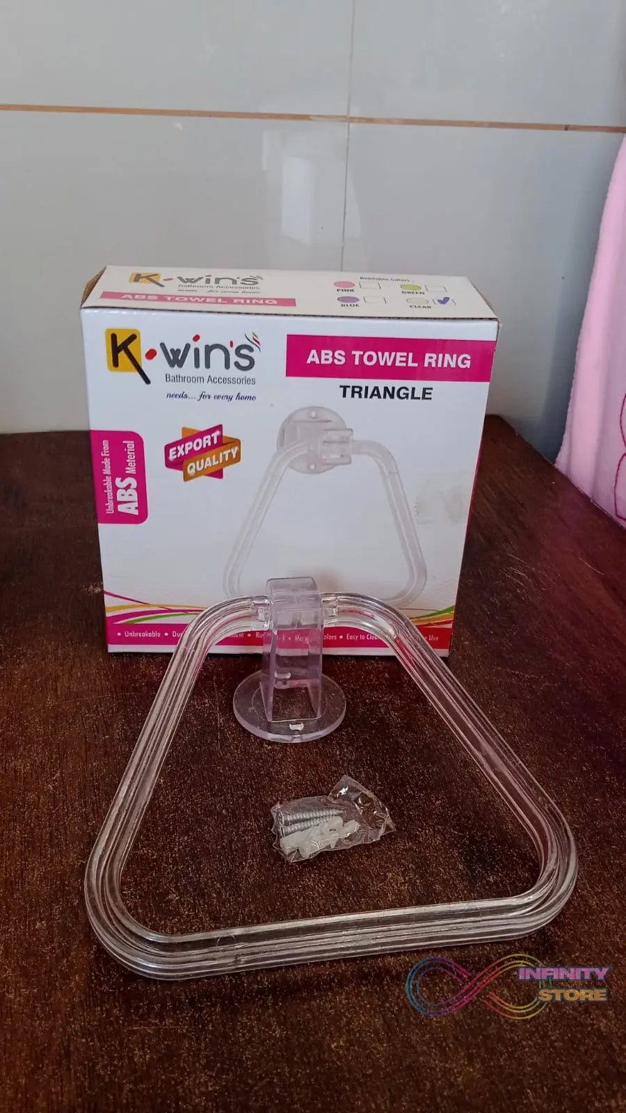 Unbreakable ABS Square Towel Ring Wall Mounted Stand / Holder (1 Pc) - infinityexculsivestore.com