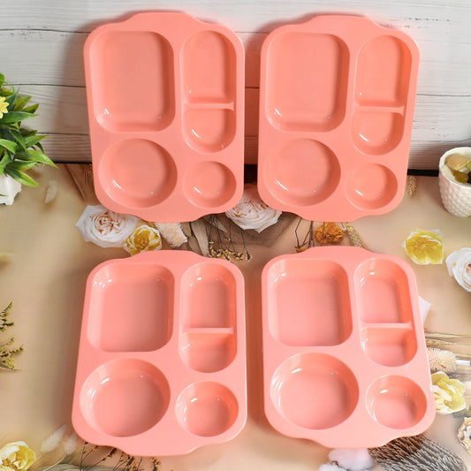 Unbreakable Plastic Food Plates / Biodegradable 5 Compartment Square Plate for Food - infinityexculsivestore.com